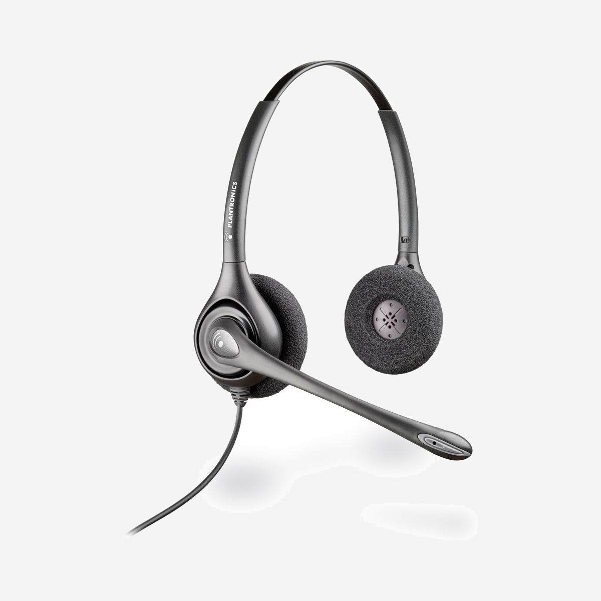 Micro-casque binaural POLY Supraplus HW261N 8R709AA avec microphone à suppression de bruit, arceau réglable et connectivité filaire pour bureau/centre d'appels. - <br>