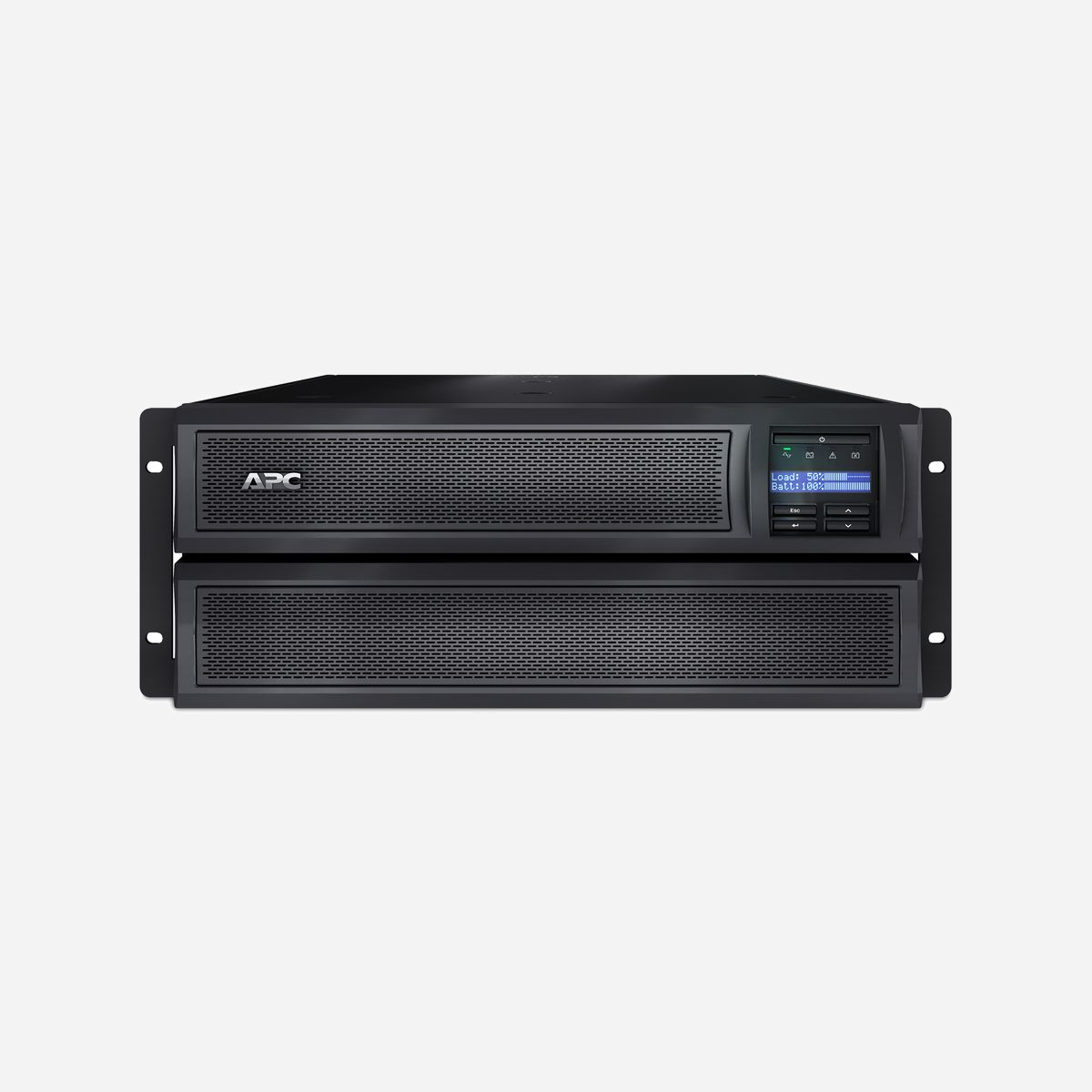 APC Smart-UPS X SMX2200HVNC : Onduleur Line-Interactive 2200VA/1980W, 8x C13 + 2x C19, USB, NMC, RJ-45, PowerChute, Format Rack/Tour 2U - <b>Restez toujours en ligne et évitez la perte de données</b><br>Dès qu'il y a une coupure de courant, un Smart-UPS APC fournit immédiatement une alimentation de secours à tous les équipements connectés. Étant donné qu'un onduleur APC effectue cette opération automatiquement, vous évitez les pannes indésirables, par exemple d'un PC, d'un serveur ou d'un commutateur. Avec le logiciel d'arrêt du réseau APC PowerChute, vous pouvez même arrêter automatiquement et de manière contrôlée le matériel informatique critique lorsque la batterie de l'onduleur est presque vide. De cette façon, vous évitez la perte de données, les temps d’arrêt et les dommages physiques au matériel.<br><br><b>Prolonger le temps d'exécution</b><br>Vous pouvez facilement augmenter le nombre de minutes pendant lesquelles l'onduleur APC SMX peut fournir indépendamment une alimentation de secours en connectant des blocs-batteries externes (SMX120BP). Une autonomie de plusieurs heures est même possible.<br><br><b>Sécurité</b><br>De plus, un Smart-UPS protège les appareils connectés contre les pics de tension provoqués, entre autres, par la foudre. Cette alimentation de secours APC est idéale pour une utilisation dans les (petites) entreprises.<br><br><b>Gérez votre Smart-UPS</b><br>Grâce à la carte réseau préinstallée (ap9641), vous pouvez facilement connecter l'onduleur APC au réseau. De cette façon, vous pouvez surveiller et gérer l'onduleur à distance (SNMP) et l'onduleur peut envoyer un signal d'arrêt à plusieurs serveurs physiques et/ou virtuels à l'aide du logiciel PowerChute Network Shutdown.<br><br><b>Arrêt du réseau PowerChute</b><br>PowerChute Network Shutdown est un logiciel de gestion UPS qui fonctionne avec la carte de gestion réseau UPS pour protéger Windows, Linux et Host ESXi, ainsi que l'infrastructure hyperconvergée et virtuelle*. En cas de panne de courant, PowerChute peut arrêter correctement vos machines virtuelles et la séquence de démarrage préconfigurée garantit leur réactivation.<br><br>*Une licence supplémentaire est requise pour la prise en charge de HCI et des machines virtuelles :<br>1 an : SWPCNS1Y-DIGI<br>3 ans : SWPCNS3Y-DIGI<br>5 ans : SWPCNS5Y-DIGI<br><br><b>Gestion et surveillance à distance de votre réseau</b><br>La carte réseau peut être gérée à distance via l'interface de navigateur Web facile à utiliser, le logiciel de gestion à distance EcoStruxure™ IT (SFTWES1-DIGI) ou un autre système compatible SNMP. Astuce EcoStruxure™ IT inclut également les fonctionnalités du contrat de support ci-dessous.<br><br><b>Contrat d'assistance</b><br>La licence optionnelle de contrat de support de carte réseau* garantit que vous êtes toujours à jour et sécurisé et comprend des avantages supplémentaires tels que des mises à jour fréquentes avec :<br>• Fonctionnalités nouvelles et améliorées<br>• Mises à jour de sécurité<br>• Prise en charge avancée<br><br>*La licence ci-dessus est disponible dans les variantes :<br>1 an : SWNMC3SU-1Y-DIGI<br>3 ans : SWNMC3SU-3Y-DIGI<br>5 ans : SWNMC3SU-5Y-DIGI<br><br><b>Facilité d'utilisation</b><br>Au moyen de des boutons physiques et un écran LCD permettent de paramétrer et de lire les fonctionnalités de base.<br><br><b>Convertible rack/tour</b><br>L'APC Smart-UPS SMX est convertible en rack/tour. Étant donné que les pieds et les supports de rack avant sont inclus, vous pouvez le monter dans un rack (4U) ou le placer à la verticale. Si vous préférez le monter sur les quatre montants du rack, commandez le SU032A en option.<br><br><b>Prolonger la durée de vie</b><br>La cartouche de batterie interne (APCRBC143) peut être remplacée facilement, en toute sécurité et indépendamment par l'utilisateur. Ceci sans avoir à éteindre l'APC SMX2200HVNC ou l'équipement connecté. De cette façon, vous pouvez facilement et à moindre coût prolonger la durée de vie de l'APC Smart-UPS et votre équipement reste toujours en ligne.<br><br><b>Extension de garantie</b><br>La garantie constructeur du SMX2200HVNC est de 3 ans, à l'exception de la cartouche batterie qui bénéficie d'une garantie constructeur de 2 ans. Les deux sont prolongés de 3 ans à 6 et 5 ans respectivement avec le service pack APC (WBEXTWAR3YR-SP-04).<br><br><b>Groupes de prises commutées : redémarrage à distance et démarrage progressif</b><br>Grâce aux groupes de prises commutées, il est possible de configurer une mise sous tension progressive/retardée par groupe de prises UPS. Cela réduit la charge de pointe de l'onduleur et la rapproche de la charge constante, ce qui limite le surdimensionnement de l'onduleur.<br><br>Il est également possible de réinitialiser un groupe de plusieurs sorties UPS et les équipements qui y sont connectés. Si une carte réseau (ap9640) est utilisée en combinaison avec Ecostruxure IT Expert (SFTWES1-DIGI), cela peut même être fait à distance.<br><br>Vous ne pouvez pas non plus éliminer les charges critiques ; De cette façon, vous prolongez la durée d’exécution des équipements critiques.