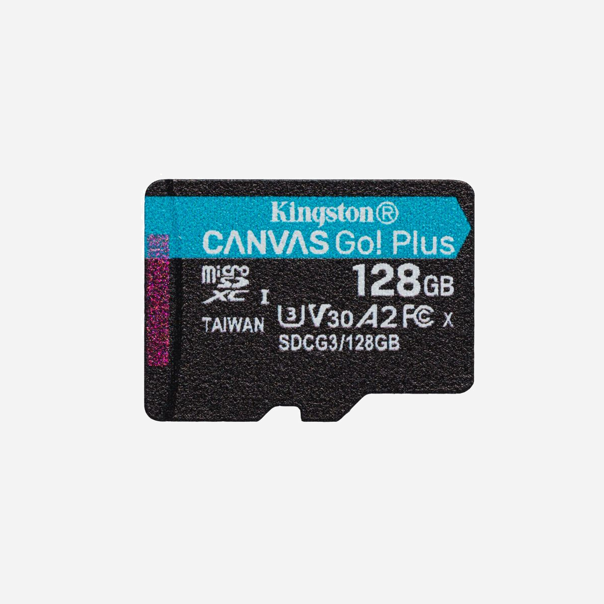 Kingston Technology microSDXC Canvas Go! Plus 128 Go UHS-I U3 V30 A2, Lecture 170 Mo/s, Ecriture 90 Mo/s, Résistante aux chocs, température et rayons X - Les cartes microSD Canvas Go! Plus de Kingston sont adaptées aux aventuriers toujours en action et à la recherche du moment parfait à capturer. Avec une vitesse de transfert supérieure allant jusqu’à 170 Mo/s*, la carte microSD Canvas Go! Plus accélère votre flux de travail et votre efficacité de manière à ce que vous ayez plus de temps pour emporter votre créativité vers d’autres aventures. Avec des vitesses de performance U3 et V30, tournez d’incroyables vidéos en 4K Ultra-HD sans vous soucier des vitesses lentes et des pertes d’image. Prenez également des photos d’actions très rapides qui soient harmonieuses et uniformes. La carte microSD Canvas Go! Plus prend en charge l'A2 Application Performance Class pour accélérer votre flux de travail grâce à des performances d'application plus rapides sur les smartphones et les tablettes. Un adaptateur SD facultatif est disponible afin d’ajouter plus de polyvalence à vos appareils compatibles avec la carte SD. Le monde est votre toile. Emmenez votre créativité et votre inspiration avec la carte SD microSD Canvas Go! Plus.<br><br><b>Vitesses supérieures</b><br>Transférez et capturez du contenu plus rapidement en Full HD et en UHD 4K avec des vitesses de transfert allant jusqu’à 170 Mo/s.*<br><br><b>Idéale pour les caméscopes d’action et les drones</b><br>Vitesses élevées avec les classements UHS de classe de vitesse 3 (U3) et de classe de vitesse vidéo 30 (V30).<br><br><b>Prend en charge l’A2 App Performance Class</b><br>Accélérez votre flux de travail avec des performances d’application plus rapides.
