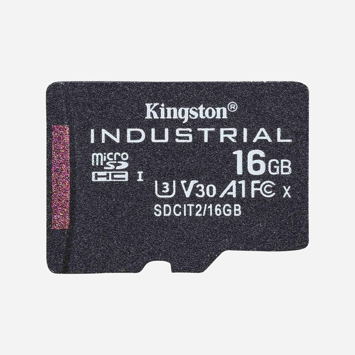 Kingston Technology Industrial MicroSDHC 16Go UHS-I Classe 10 U3 V30 A1, Température -40°C à 85°C, pSLC, 100Mo/s, FAT32, SDCIT2/16GBSP - <b>Idéale pour les conditions extrêmes</b><br>La carte microSD industrielle de Kingston a été conçue et testée pour résister aux conditions environnementales les plus sévères. Avec sa plage de températures de service comprise entre -40 et 85°C, elle fonctionne normalement dans la chaleur du désert ou des conditions glaciales. La carte exploite le mode pSLC à la pointe du secteur pour garantir des débits pouvant atteindre 100Mo/s1. Elle affiche un maximum de 1 920TBW2 avec 30 000 cycles P/E, sans oublier un ensemble de fonctionnalités intégrées adapté à des besoins spécifiques en matière d’endurance, de performance et d’exigences industrielles. La carte microSD industrielle de Kingston est livrée avec un adaptateur UHS-I SD. Elle existe en capacités comprises entre 8 et 64Go3.<br><br><b>Résistance aux températures extrêmes</b><br>Conçue et testée pour résister aux températures comprises entre -40 et 85°C en vue d’une utilisation dans des conditions sévères.<br><br><b>Endurance et fiabilité élevée</b><br>Jusqu’à 1 920TBW2 et 30 000 cycles E/P pour répondre aux exigences d’un large éventail d’applications industrielles.<br><br><b>Conformité UHS-I</b><br>Débits pouvant atteindre 100Mo/s1 et compatibilité avec U3, V30 et A1 pour les applications Android.<br><br><b>Fonctionnalités intégrées de qualité industrielle</b><br>Robuste moteur ECC, répartition d’usure, gestion des blocs erronés et outil en option de contrôle de l'état pour gérer la durée de vie de la carte4