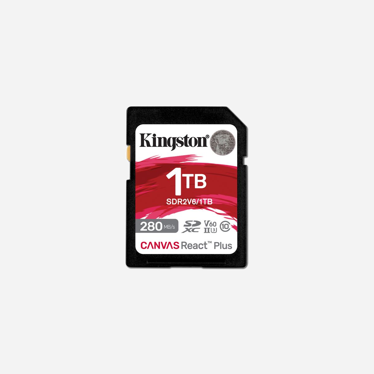 Kingston Technology Carte SDXC 1TB Canvas React Plus UHS-II U3 V60 280Mo/s lecture, 150Mo/s écriture, Class 10, exFAT - La carte Canvas React Plus SD de Kingston est conçue pour les amateurs de photographie UHS-II d’entrée de gamme. Elle offre des performances impressionnantes qui complètent les appareils photo/caméras UHS-II standard utilisé(e)s par les créatifs en herbe qui capturent de la 4K à des taux FPS (images par seconde) plus élevés qu’avec la norme UHS-I. Cette carte présente les classes de vitesse U3 et V60 avec des vitesses de transfert allant jusqu’à 280 Mo/s* et des capacités allant jusqu’à 1 To**. Dites adieu aux vitesses lentes et aux images perdues, et bénéficiez d’un processus créatif fluide qui améliore le workflow et l’efficacité.<br><br><b>Norme UHS-II hautes performances</b><br>Norme UHS-II classe de vitesse 3 (U3) et classe de vitesse vidéo 60 (V60) hautes performances pour des photos et des enregistrements vidéo haute résolution fiables.<br><br><b>Vitesses ultimes</b><br>Des vitesses allant jusqu’à 280 Mo/s* pour une utilisation professionnelle des appareils photo/caméras.<br><br><b>Grandes capacités de stockage</b><br>Grandes capacités de stockage jusqu’à 1 To** pour stocker votre bibliothèque de contenus numériques.