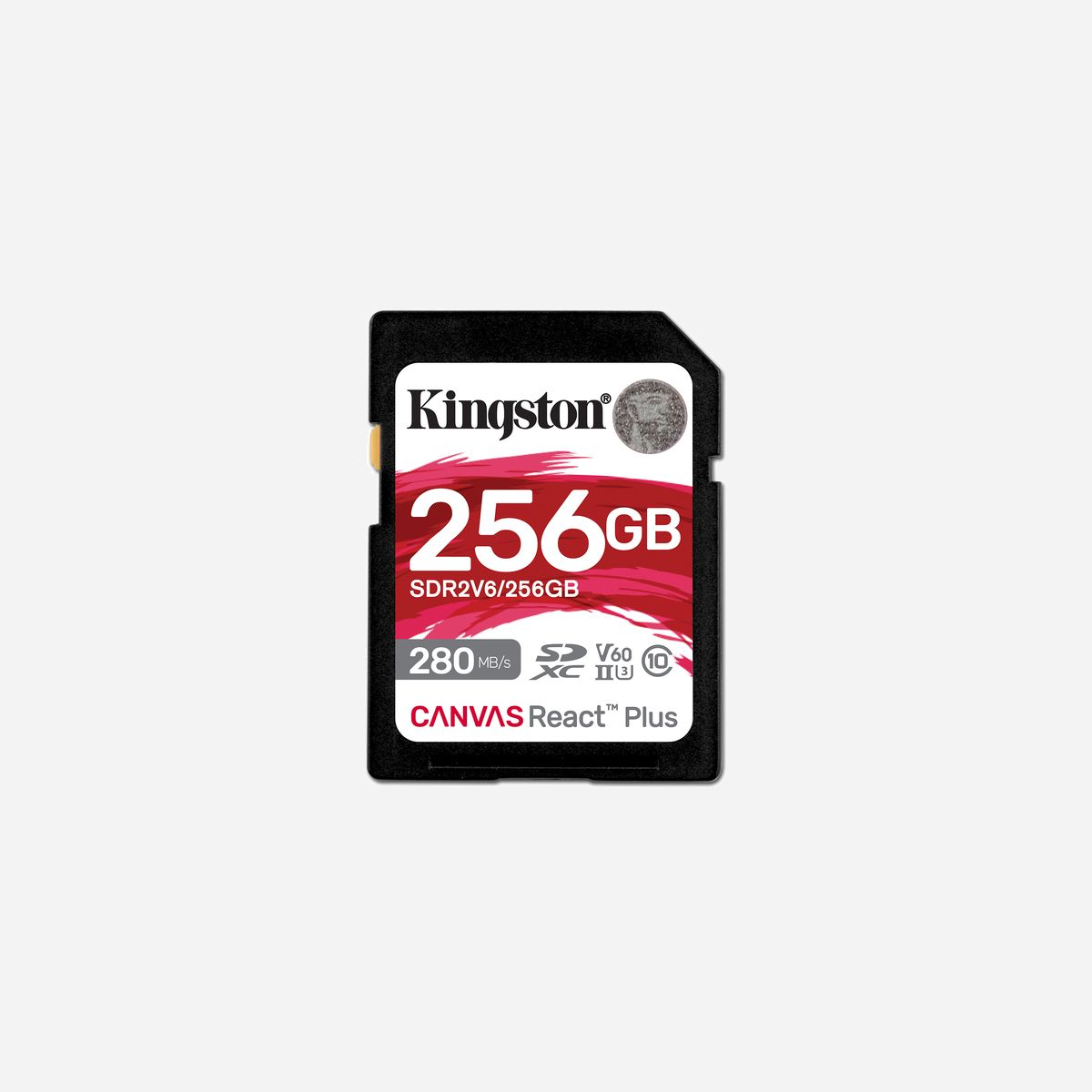 Kingston Technology Canvas React Plus 256GB SDXC UHS-II U3 V60 - Lecture 280Mo/s, Écriture 150Mo/s, Classe 10, exFAT - La carte Canvas React Plus SD de Kingston est conçue pour les amateurs de photographie UHS-II d’entrée de gamme. Elle offre des performances impressionnantes qui complètent les appareils photo/caméras UHS-II standard utilisé(e)s par les créatifs en herbe qui capturent de la 4K à des taux FPS (images par seconde) plus élevés qu’avec la norme UHS-I. Cette carte présente les classes de vitesse U3 et V60 avec des vitesses de transfert allant jusqu’à 280 Mo/s* et des capacités allant jusqu’à 1 To**. Dites adieu aux vitesses lentes et aux images perdues, et bénéficiez d’un processus créatif fluide qui améliore le workflow et l’efficacité.<br><br><b>Norme UHS-II hautes performances</b><br>Norme UHS-II classe de vitesse 3 (U3) et classe de vitesse vidéo 60 (V60) hautes performances pour des photos et des enregistrements vidéo haute résolution fiables.<br><br><b>Vitesses ultimes</b><br>Des vitesses allant jusqu’à 280 Mo/s* pour une utilisation professionnelle des appareils photo/caméras.<br><br><b>Grandes capacités de stockage</b><br>Grandes capacités de stockage jusqu’à 1 To** pour stocker votre bibliothèque de contenus numériques.