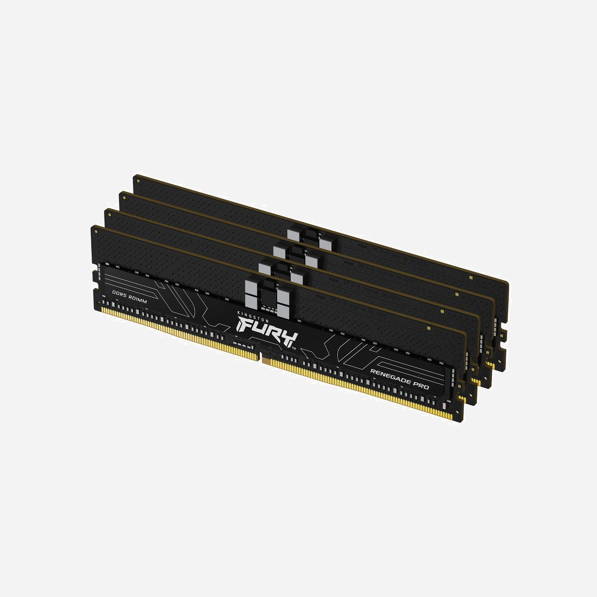 Kingston FURY Renegade Pro DDR5 RDIMM 128Go (4x32Go) 6400MHz ECC Reg CL32 EXPO, Radiateur, JEDEC, 1.4V, Température 0-95°C - Fort de plus de trente ans d'expérience dans la fabrication de modules de mémoire fiables et de haute qualité pour les plus grands datacenters du monde, Kingston est fier de présenter une nouvelle ligne de mémoire en overclocking de classe serveur, la Kingston FURY™ Renegade Pro DDR5 RDIMM. Pour répondre aux exigences informatiques des stations de travail Intel® ou AMD de nouvelle génération et des plateformes de bureau haut de gamme nécessitant l’utilisation de Registered DIMM DDR5, la Kingston FURY Renegade Pro DDR5 RDIMM offre aux créateurs, aux ingénieurs et aux professionnels des sciences des données une mémoire haute performance normalement réservée aux joueurs, sans sacrifier les fonctions d’intégrité des données et la qualité supérieure des Registered DIMM.<br><br>Les Registered DIMMs DDR5 prennent en charge l’ECC, afin de détecter et de corriger les erreurs multi-bits. Cela s’ajoute à l’ECC sur puce, présent sur tous les composants DRAM DDR5, qui effectue une détection et une correction des erreurs sur un seul bit afin de limiter les blocages du système et la corruption des données.<br><br>Les utilisateurs intensifs peuvent automatiquement tirer le meilleur parti de leur système grâce à la Kingston FURY Renegade Pro DDR5 RDIMM, ou choisir l’un des profils intégrés pour optimiser les timings, les vitesses et la tension. Disponible en capacités mono-module jusqu’à 32 Go, en kits de 4 jusqu’à 128 Go, et en kits de 8 jusqu’à 256 Go.<br><br><b>Overclocking avec ECC</b><br>Maintien de l’intégrité des données tout en repoussant les limites des performances de la DDR5.<br><br><b>Efficacité accrue</b><br>Avec le doublement des banques et la quantité de données écrites par cycle, répondez aux exigences des programmes et applications les plus récents avec une efficacité accrue et des latences réduites.<br><br><b>Certifiée Intel® XMP 3,0</b><br>Les profils intégrés permettent de maximiser les performances de la mémoire grâce à des timings, des vitesses et une tension pré-optimisés avancés.<br><br><b>Certification™ AMD EXPO</b><br>Profils étendus d’AMD pour l’overclocking afin d’atteindre des vitesses hautes performances.<br><br><b>Plug N Play**</b><br>Les modules Kingston FURY Renegade Pro DDR5 RDIMM sont automatiquement overclockés à la vitesse la plus élevée.