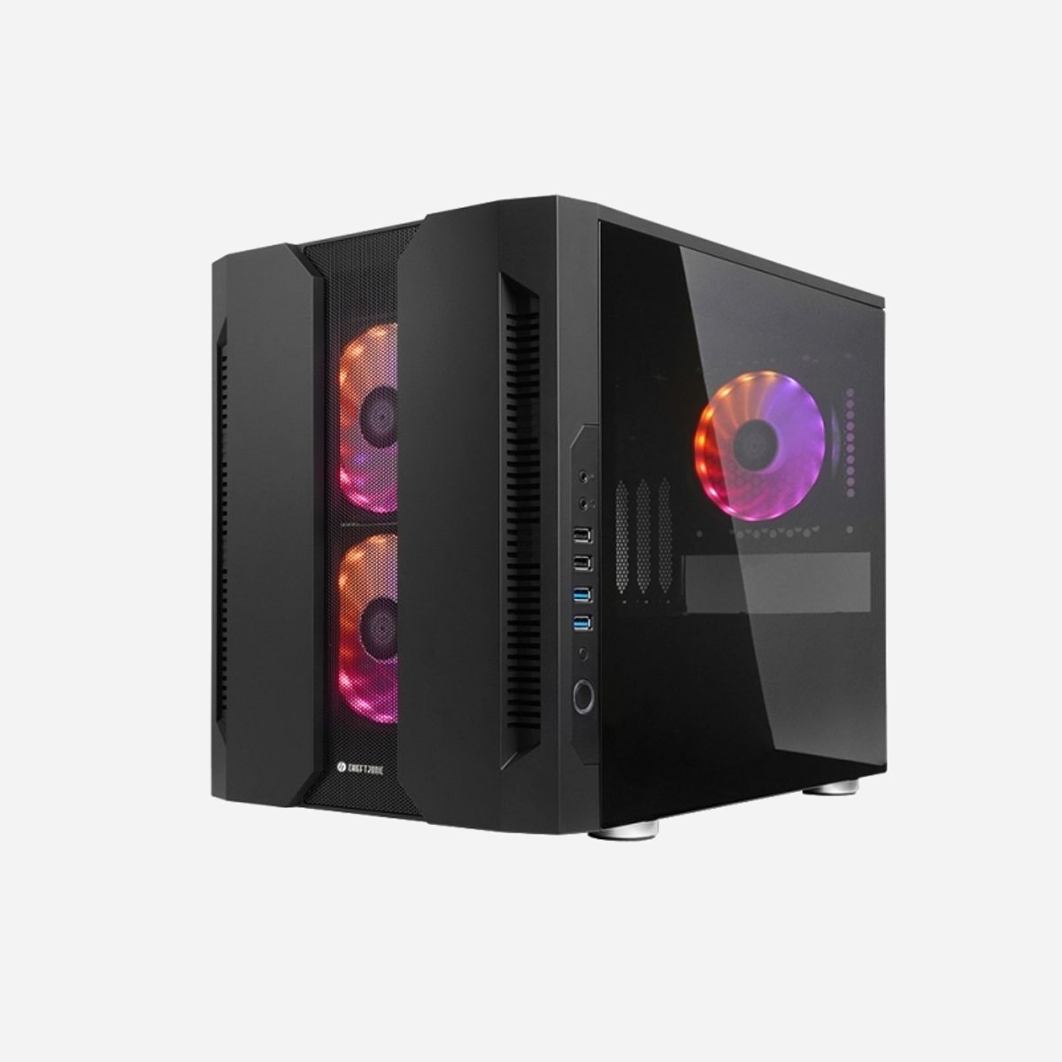 Chieftec Chieftronic M2 Cube Noir GM-02B-OP, micro ATX/Mini-ITX, 2x120mm avant, 1x120mm arrière, Baies 2.5/3.5", Radiateur 280/240mm, SPCC/Verre Trempé - Chieftec Chieftronic M2. Format: Cube, Type: PC, Couleur du produit: Noir. Facteurs de forme d'alimentation pris en charge: ATX. Ventilateurs installés avant: 2x 120 mm, Prise en charge des diamètres des ventilateurs avants: 120,140 mm, Ventilateurs arrières installés: 1x 120 mm. Tailles de disques durs supportées: 2.5,3.5". Largeur: 273 mm, Profondeur: 398 mm, Hauteur: 345 mm