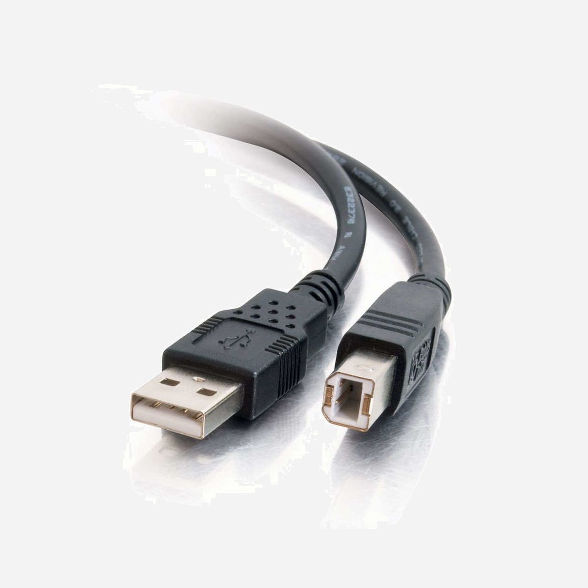 C2G Câble USB 2.0 A/B Mâle/Mâle Noir - Longueur 1m - Débit Max. 480 Mbit/s - Connecteurs USB Type A et USB Type B - Référence 81565 - Connectez votre périphérique USB au port USB de votre concentrateur USB, ordinateur de bureau PC ou Mac(R)<br><br>Branchez et utilisez les claviers, souris, modems, imprimantes et autres périphériques USB. Ce câble fournit un taux de transfert allant jusqu'à 480 Mbits/s en fonction du type de port USB du périphérique, et se connecte facilement à n'importe quel périphérique USB. Le blindage par feuille et tresse limite les interférences EMI/RFI et la construction à paires torsadées permet de réduire la diaphonie, ce qui garantit un transfert de données à haut débit et sans erreur.