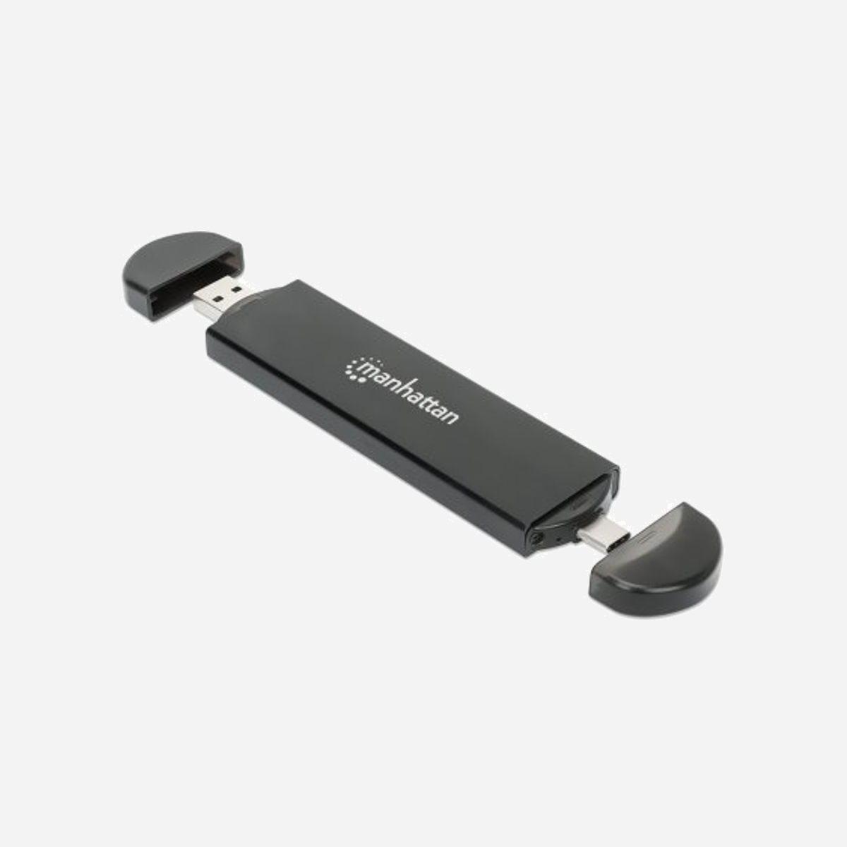 Manhattan 130639 : Enceinte SSD M.2 USB Type-A/Type-C 10Gbit/s, NVMe, Hot Swap, Aluminium Noir, Supports 2230/2242/2260/2280, Windows/macOS/Linux/Android/iPadOS - Manhattan 130639. Type de produit: Enceinte ssd. Taille de l'unité de stockage: M.2. Taux de transfert des données: 10 Gbit/s. Échange à chaud. Couleur du produit: Noir. Connecteur USB: USB Type-A, USB Type-C