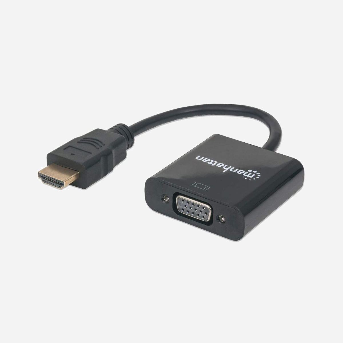 Manhattan 151467 Adaptateur Vidéo HDMI Type A vers VGA (D-Sub) 0.3m, Contacts Or, Blindage Aluminium Mylar Foil, UL20276, Noir - Manhattan 151467. Longueur de câble: 0,3 m, Connecteur 1: HDMI Type A (Standard), Connecteur 2: VGA (D-Sub). Certification: UL20276. Poids: 30 g, Largeur: 45 mm, Profondeur: 227 mm. Type d'emballage: Sac en polyéthylène. Quantité: 1 pièce(s)