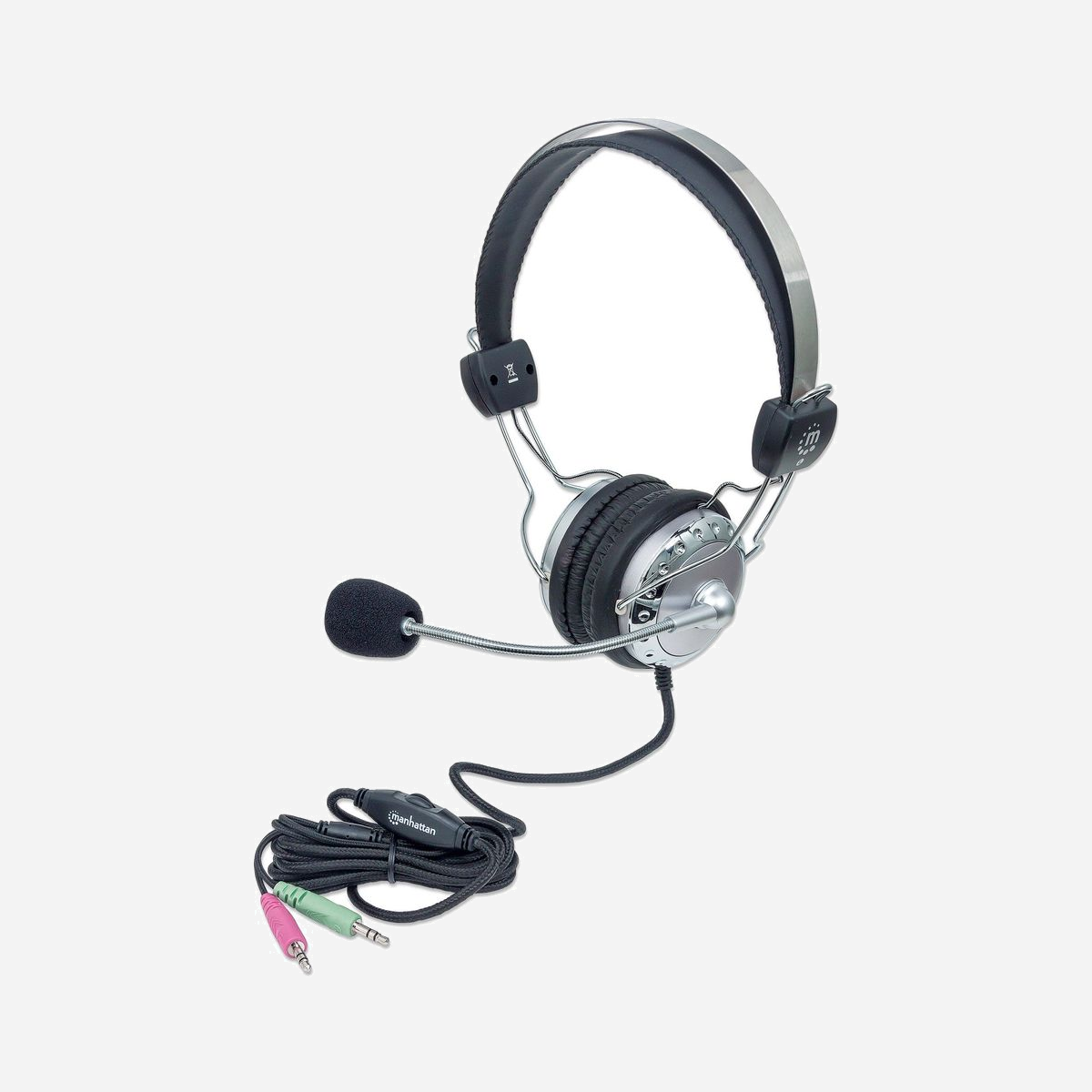 Manhattan 175517 Casque Filaire Arceau Supra-Aural Gris, 20-20000Hz, Micro Boom Omnidirectionnel, Câble 2.5m, Connecteur 3.5mm, 32 Ohm, 340g - Manhattan 175517. Type de produit: Casque. Technologie de connectivité: Avec fil. Utilisation recommandée: Appels/Musique. Fréquence des écouteurs: 20 - 20000 Hz. Longueur de câble: 2,5 m. Poids: 340 g. Couleur du produit: Gris