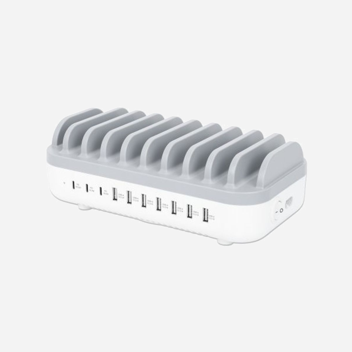 Manhattan 180856 Station de Charge Bureau 10 Ports Plastique Blanc, 120W, 100-240V, Protections Surtension/Sur-courant/Court-circuit, CE/RoHS/REACH/FCC/ETL/UKCA - Manhattan 180856. Type: Support de bureau, Matériel: Plastique, Couleur du produit: Blanc. Tension d'entrée AC: 100 - 240 V, Fréquence d'entrée AC: 50 - 60 Hz, Puissance max.: 120 W. Largeur: 128 mm, Profondeur: 235 mm, Hauteur: 83 mm. Poids du paquet: 848 g. Quantité: 1 pièce(s)