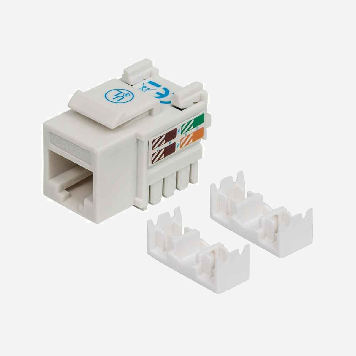 Intellinet Module Keystone 210591 RJ-45 Femelle Cat6 U/UTP, AWG 22/26, Plastique Blanc, -40°C à 80°C, 18x28.3x20.8mm, EIA/TIA UL - Intellinet 210591. Type de construction: Plat, Couleur du produit: Blanc, Connecteur 1: RJ-45. Largeur: 18 mm, Profondeur: 28,3 mm, Hauteur: 20,8 mm. Quantité: 1 pièce(s)