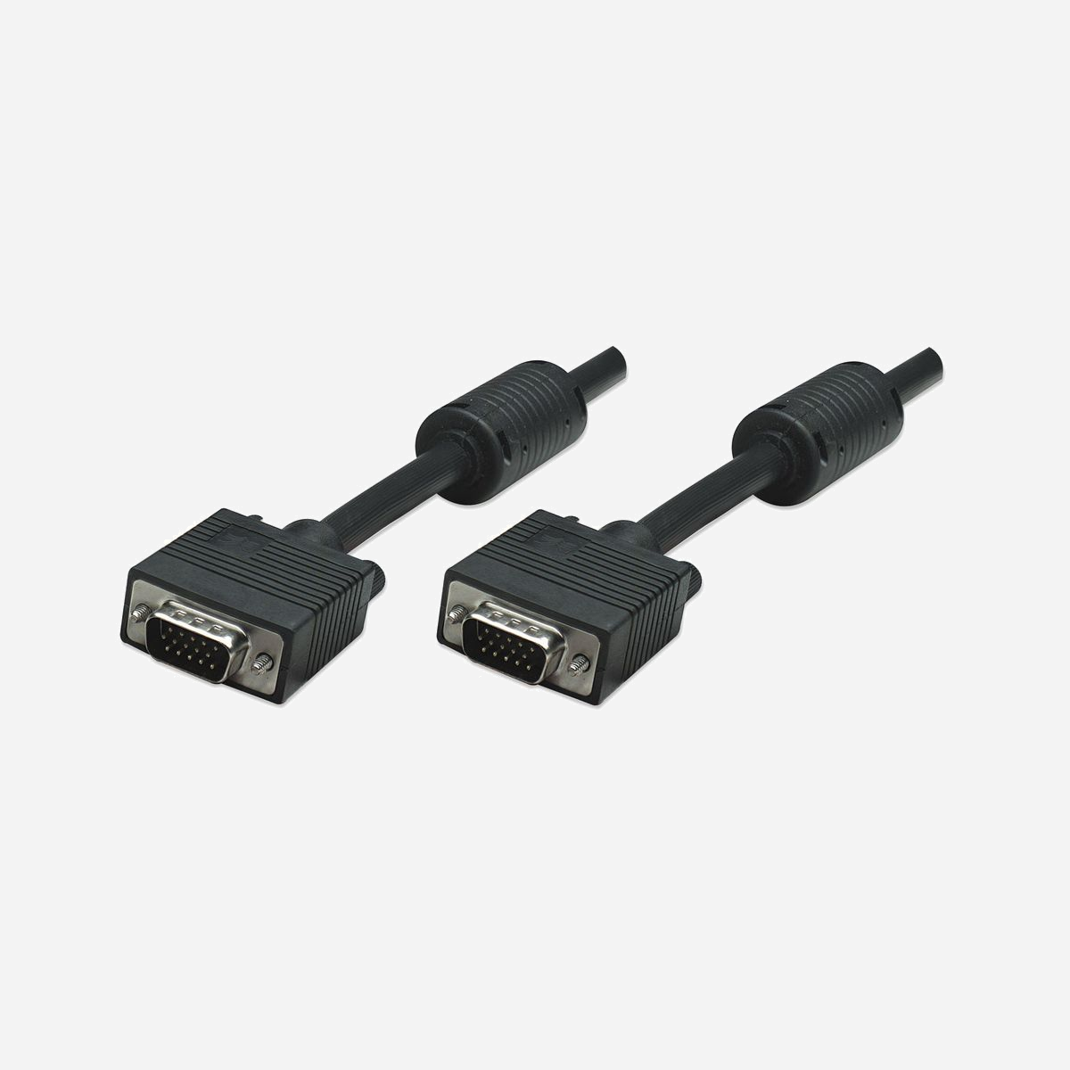 Manhattan Câble VGA 1.8m Noir - Connecteurs VGA (D-Sub) Mâle/Mâle, AWG28, Contacts Nickel, Blindage Magnétique, PVC, Sachet PE - Manhattan SVGA 1.8m. Longueur de câble: 1,8 m, Connecteur 1: VGA (D-Sub), Connecteur 2: VGA (D-Sub). Poids: 293 g. Quantité: 1 pièce(s), Type d'emballage: Sac en polyéthylène