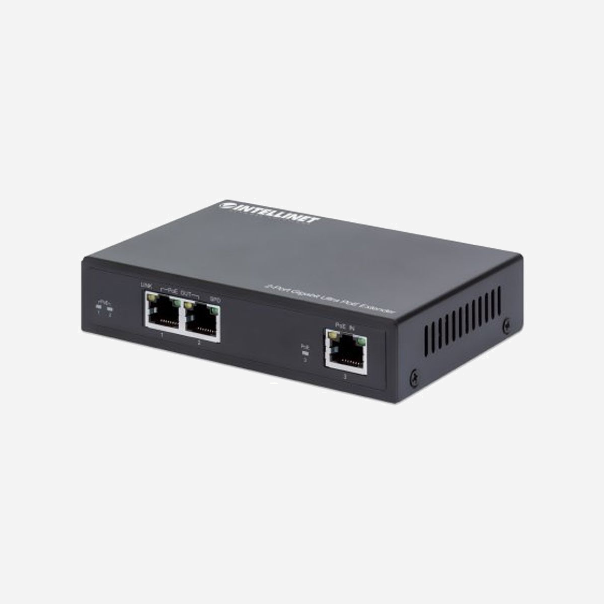 Intellinet 561600 Émetteur Réseau 3-Port Gigabit Ethernet, 2-Port PoE 60W, RJ45 10/100/1000Base-T(X), Standards IEEE 802.3af/at/bt, Boîtier Métal - Intellinet 561600. Type: Émetteur réseau, Distance de transfert maximale: 100 m, Taux de transfert de données: 6000 Mbit/s. Technologie de cablâge: 10/100/1000Base-T(X), Standards réseau: IEEE 802.3, IEEE 802.3ab, IEEE 802.3af, IEEE 802.3at, IEEE 802.3bt, IEEE 802.3u, IEEE 802.3x. Couleur du produit: Noir, Matériau du boîtier/corps: Métal, Voyants: Activité, Liaison, PoE. Budget Total Power over Ethernet (PoE): 60 W, Plage de tension d'alimentation PoE (Power over Ethernet): 44 - 57 V. Largeur: 130 mm, Profondeur: 86 mm, Hauteur: 29 mm