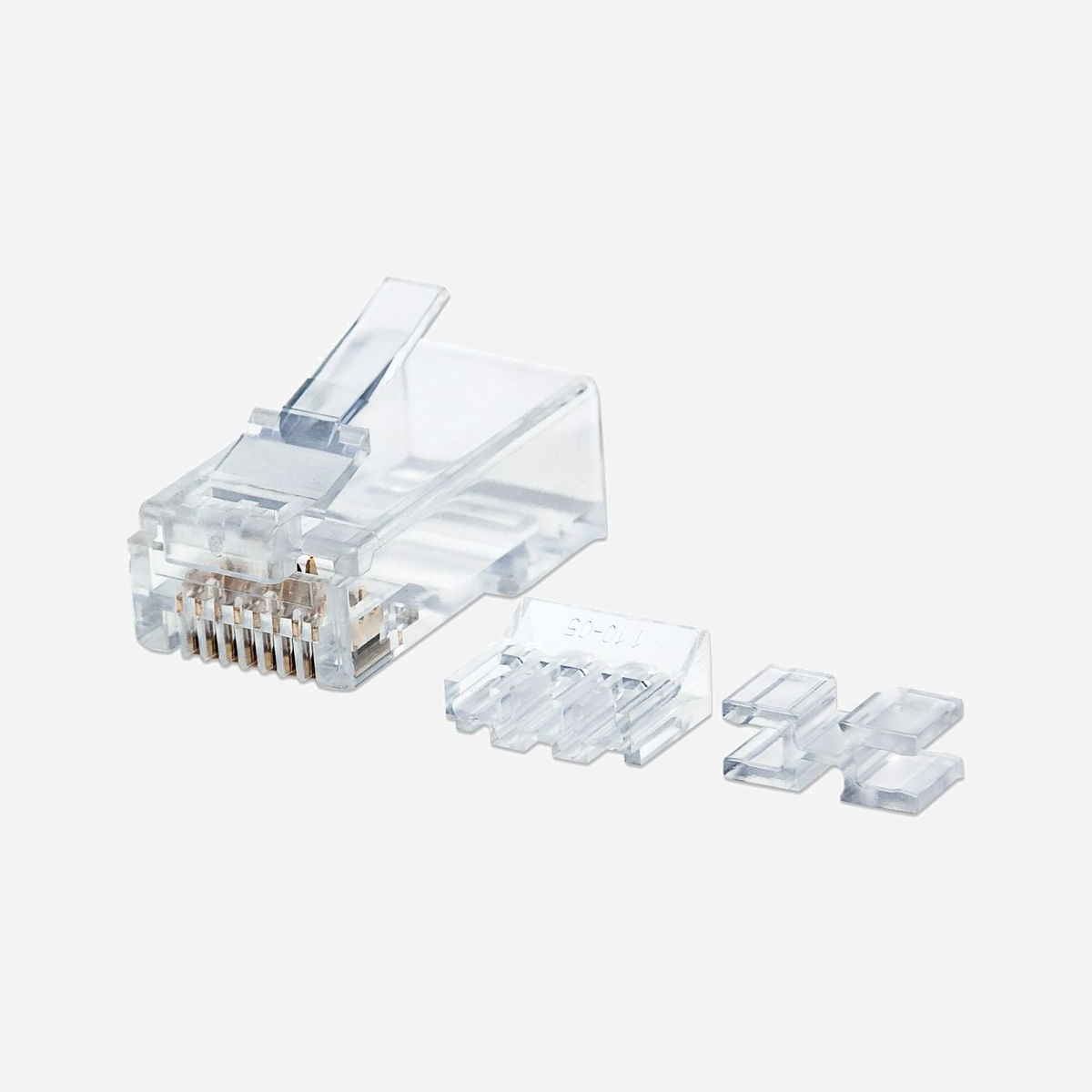 Intellinet 790659 : Lot de 80 Connecteurs RJ45 Mâle Cat6 U/UTP Transparent Contacts Or - Dimensions 11.5x21.5x8.2mm - Polycarbonate (PC) - Intellinet 790659. Connecteur(s): RJ45, Couleur du produit: Transparent, Genre du connecteur: Mâle. Poids: 1 g, Largeur: 11,5 mm, Profondeur: 21,5 mm. Quantité: 80 pièce(s)