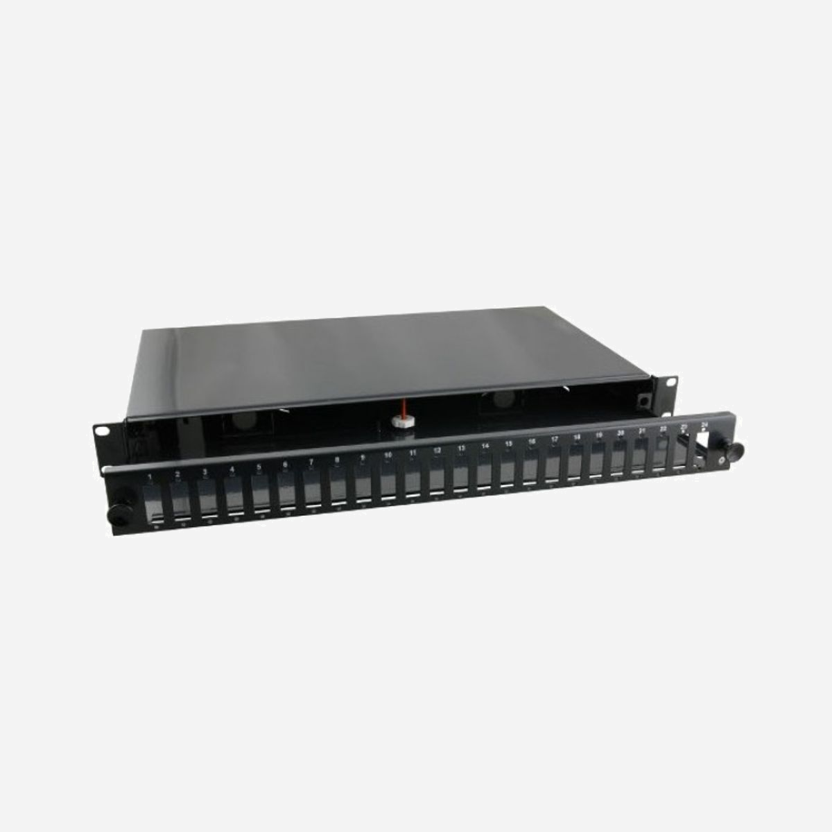 Techly I-CASE FO-24SCD - Baie de Branchements 1U 24 ports SC, Acier Noir, Montage Rack 19" (483x44.5x244mm), 2.71kg - Techly I-CASE FO-24SCD. Connecteur(s): SC. Couleur du produit: Noir, Matériel: Acier, Montage: Montage de rack. Largeur: 483 mm, Hauteur: 44,5 mm, Profondeur: 244 mm