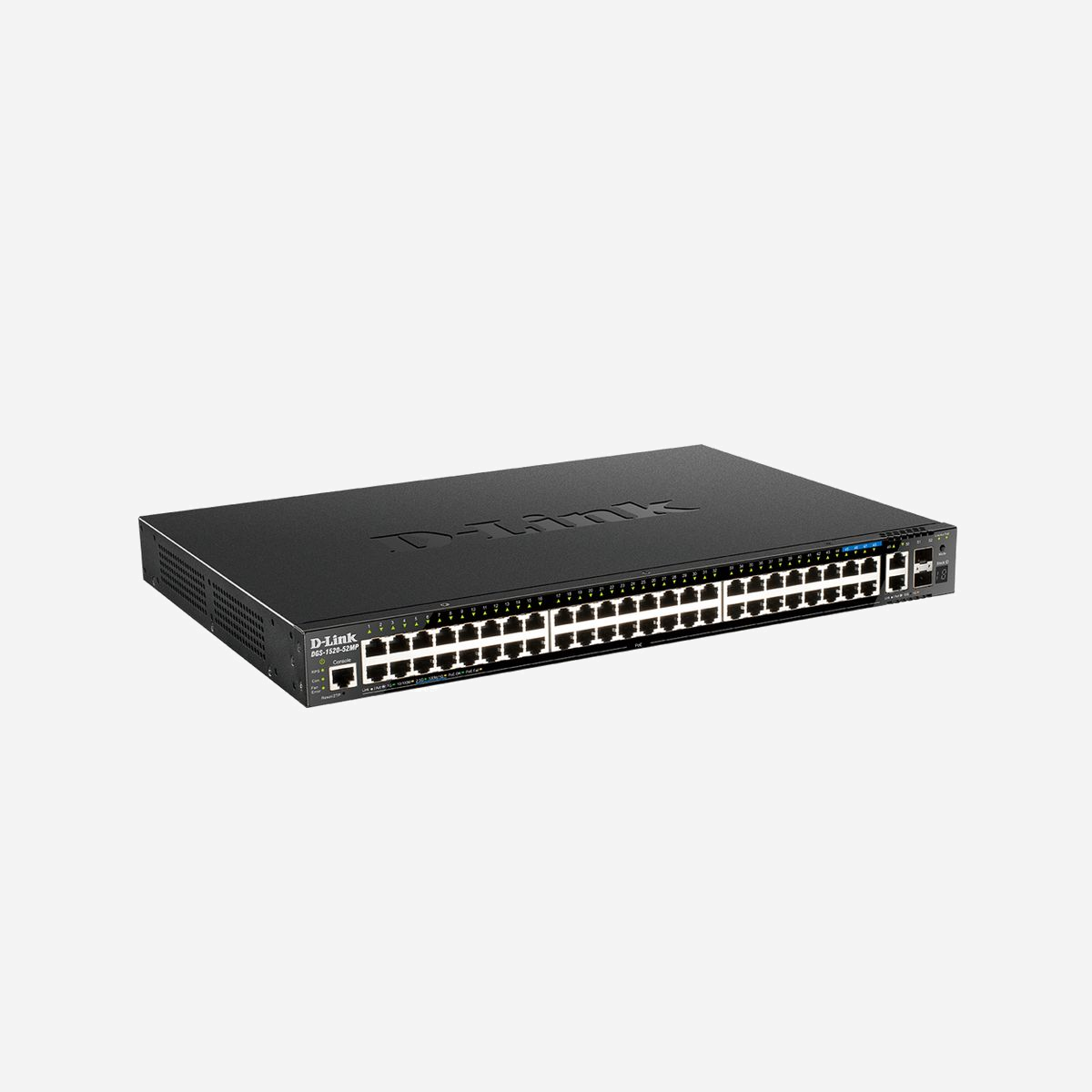 D-Link DGS-1520-52MP/E Switch Gigabit Ethernet L3 Géré 44x10/100/1000 PoE+ 4x2.5G 2x10G Cuivre 2xSFP+ 188Gbit/s Montage 1U - D-Link DGS-1520-52MP. Type de commutateur: Géré, Banc de commutateurs: L3. Type de port Ethernet RJ-45 de commutation de base: Gigabit Ethernet (10/100/1000), Quantité de ports Ethernet RJ-45 de commutation de base: 44. Répertoire MAC: 16384 entrées, Capacité de commutation: 188 Gbit/s. Connexion Ethernet, supportant l'alimentation via ce port (PoE). Grille de montage, Format: 1U