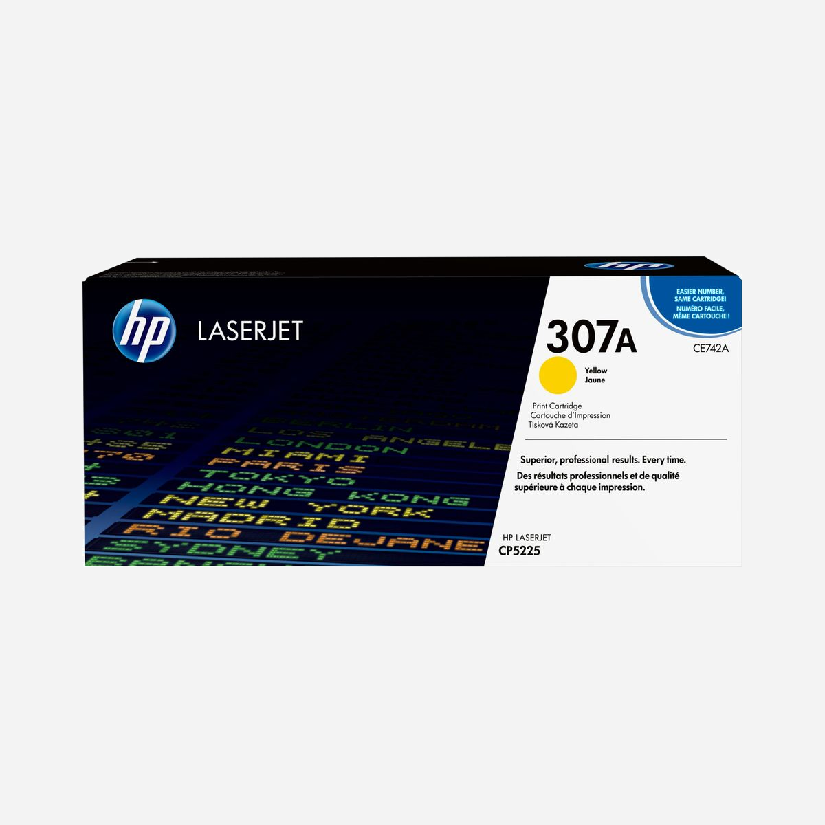 HP CE742A Cartouche de Toner LaserJet 307A Jaune Original, Rendement 7300 pages, Technologie Laser, 1 unité, 10-30°C, Japon - Solution idéale pour les petites et moyennes entreprises qui doivent imprimer de manière fiable des documents professionnels de grande qualité dans différentes tailles.<br><br>Les cartouches de toner jaune HP LaserJet 307A vous permettent de rester productif et vous évitent une perte de temps. Avec le toner HP ColorSphere, les résultats sont professionnels et uniformes qu'il s'agisse de documents financiers, commerciaux, de conception ou d'ingénierie.