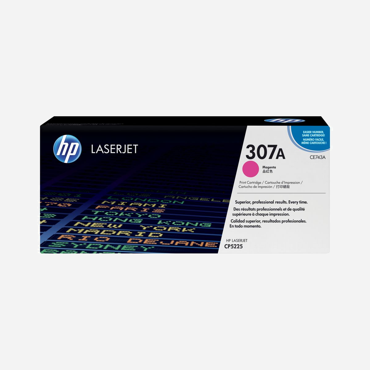 Cartouche Toner LaserJet HP 307A Magenta (CE743A) Original - Rendement Standard 7300 pages - Pour imprimantes LaserJet - Fabriqué au Japon - Solution idéale pour les petites et moyennes entreprises qui doivent imprimer de manière fiable des documents professionnels de grande qualité dans différentes tailles.<br><br>Les cartouches de toner magenta HP LaserJet 307A vous permettent de rester productif et vous évitent une perte de temps. Avec le toner HP ColorSphere, les résultats sont professionnels et uniformes qu'il s'agisse de documents financiers, commerciaux, de conception ou d'ingénierie.