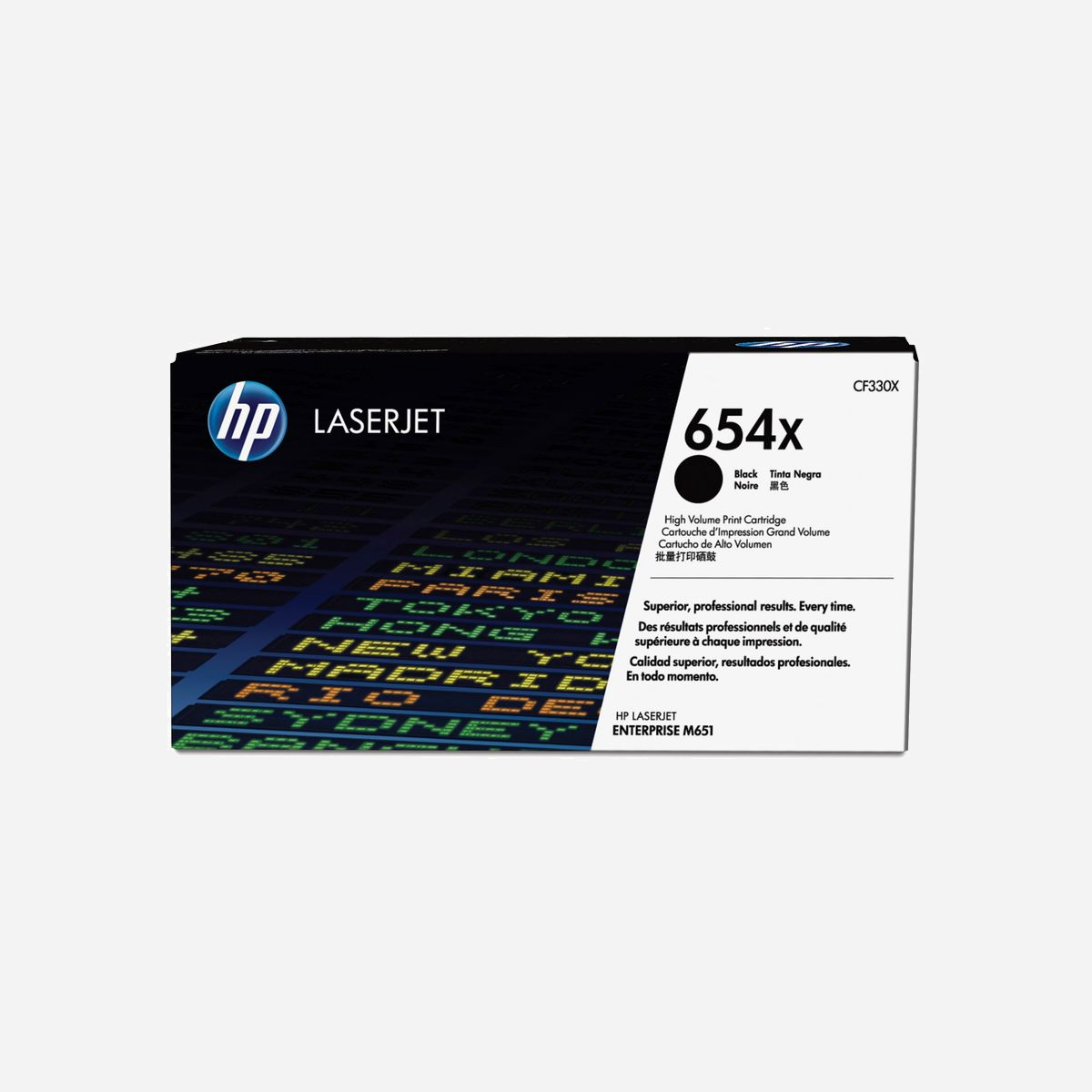 HP CF330X - Toner Noir LaserJet Grande Capacité 654X - 20500 pages - Technologie ColorSphere - Compatibilité Imprimantes HP LaserJet - 1.3kg - Idéale pour les groupes de travail d'entreprises avec des environnements d'impression gérés et les PME qui produisent elles-mêmes leur matériel marketing.<br><br>Les consommables d'impression HP LaserJet 654 produisent des documents professionnels exceptionnels aux couleurs glacées dignes de photos. La technologie HP ColorSphere offre des couleurs vives homogènes. Evitez de perdre du temps et de gaspiller des consommables grâce aux cartouches de toner HP authentiques.