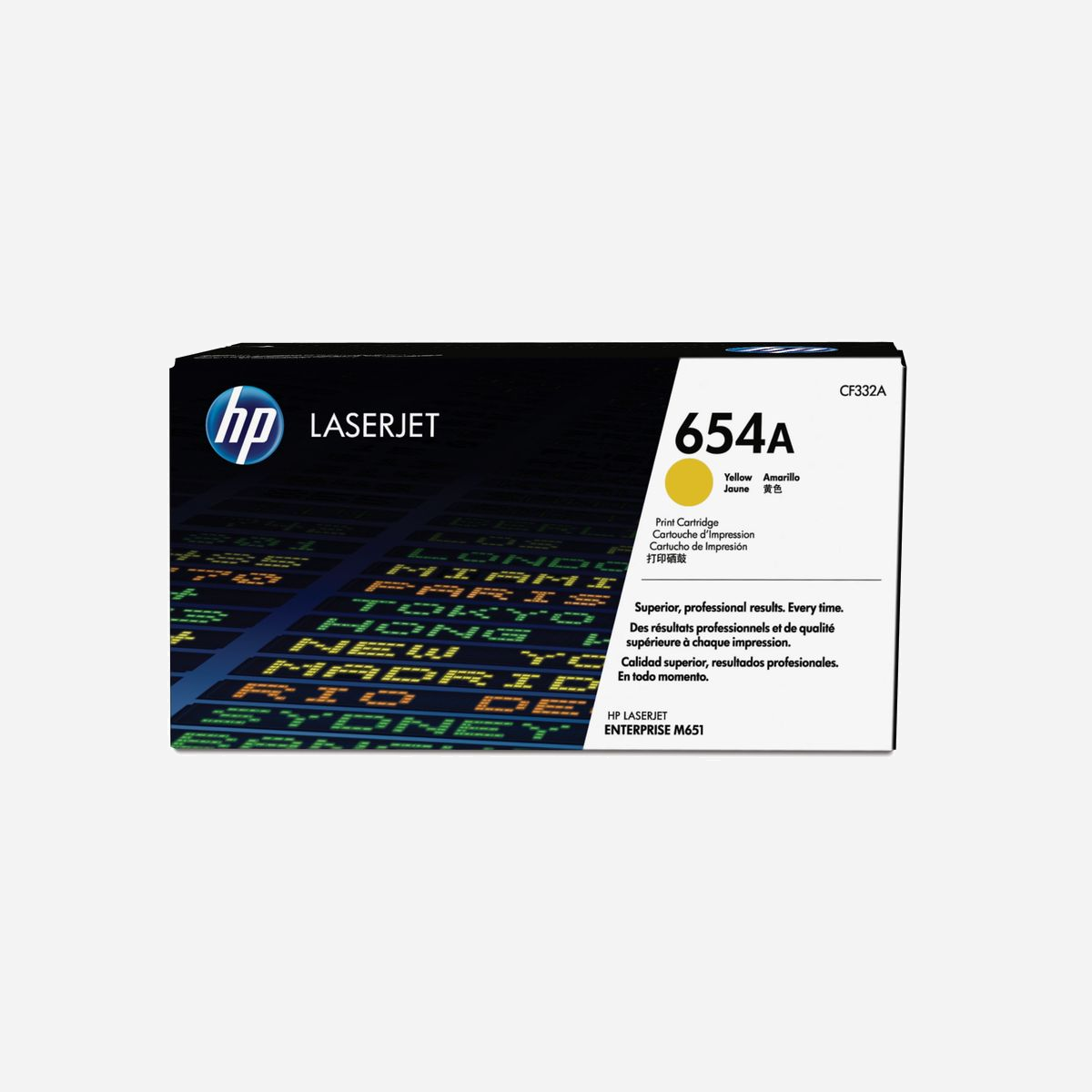 HP CF332A Toner LaserJet Jaune 654A Original, Rendement Standard 15000 pages, Compatible Imprimantes Laser HP, 390x164x214mm, 1.3 kg - Idéale pour les groupes de travail d'entreprises avec des environnements d'impression gérés et les PME qui produisent elles-mêmes leur matériel marketing.<br><br>Les consommables d'impression HP LaserJet 654 produisent des documents professionnels exceptionnels aux couleurs glacées dignes de photos. La technologie HP ColorSphere offre des couleurs professionnelles homogènes. Evitez de perdre du temps et de gaspiller des consommables grâce aux toners HP authentiques.