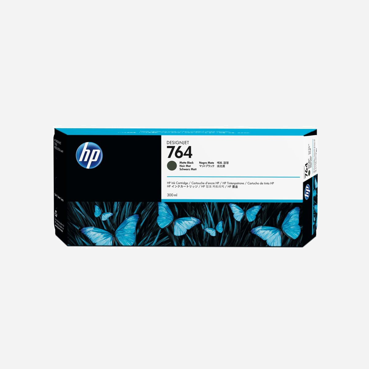 HP Cartouche d'encre 764 Noir Mate (C1Q16A) - Encre Pigmentée 300ml - HP DesignJet T3500 - Standard Yield - Température Opération 5-40°C - Spécifiquement conçues pour les groupes de travail d'entreprise produisant des dessins en noir et blanc et couleur de qualité professionnelle.<br>Les cartouches d'encre HP 764 produisent des résultats clairs et nets. Fabriquées en synergie avec l'imprimante HP DesignJet pour former un système d'impression optimal, les encres conçues par HP vous aident à réduire les temps d'arrêt et à améliorer la productivité. Des impressions à séchage rapide qui vous permettent de suivre la demande.
