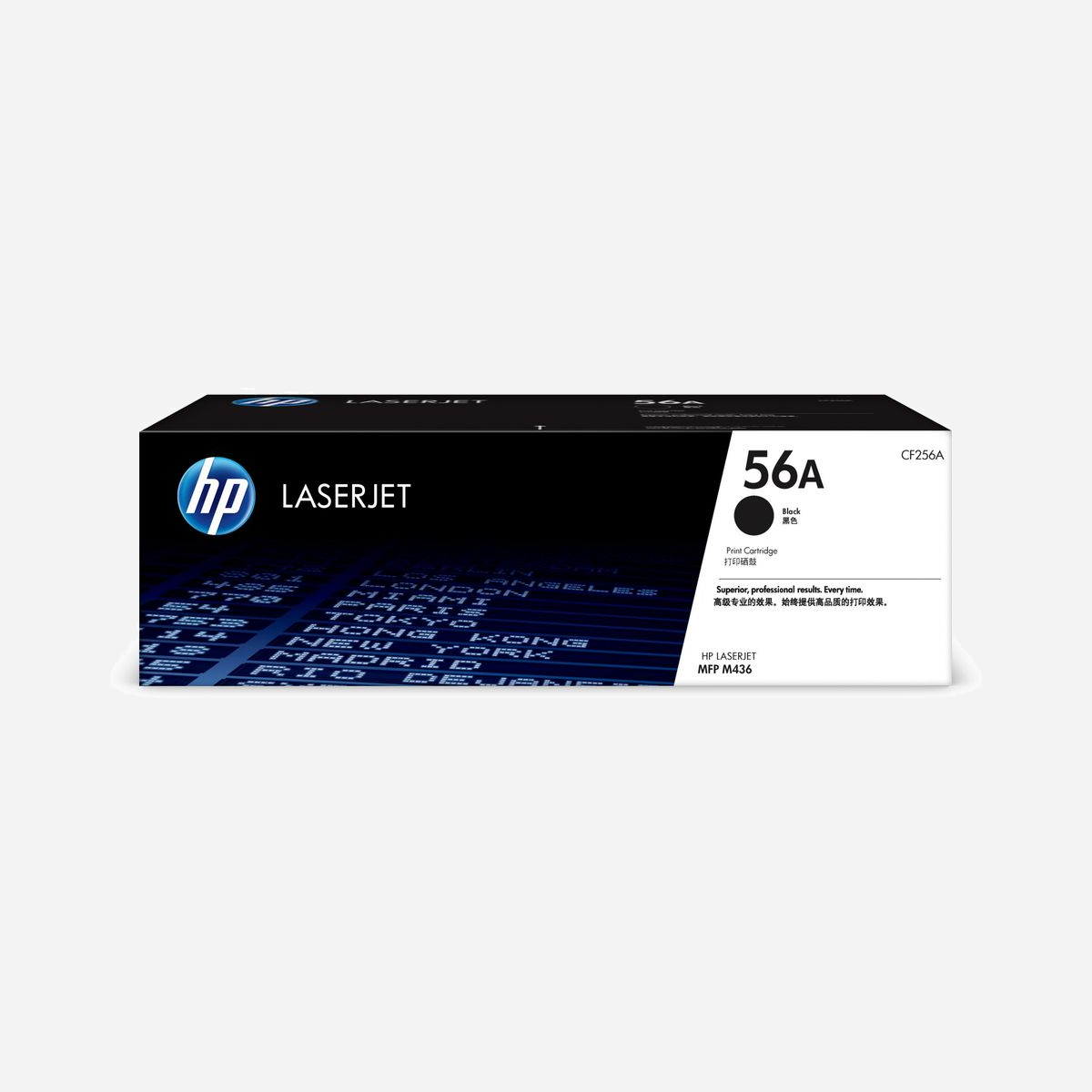 Toner LaserJet Noir HP 56A (CF256A) - Rendement Standard 7400 pages - Compatible HP LaserJet M436 - Dimensions (LxPxH): 507x222x160mm - Idéal pour les clients professionnels qui veulent des impressions noir et blanc de qualité professionnelle à prix avantageux.<br><br>Donnez une apparence professionnelle à vos documents grâce aux cartouches d'encre HP LaserJet d'origine. Restez productif et évitez toute perte de temps et de consommables. Ces cartouches fiables ont été spécialement conçues pour votre imprimante multifonction HP LaserJet.