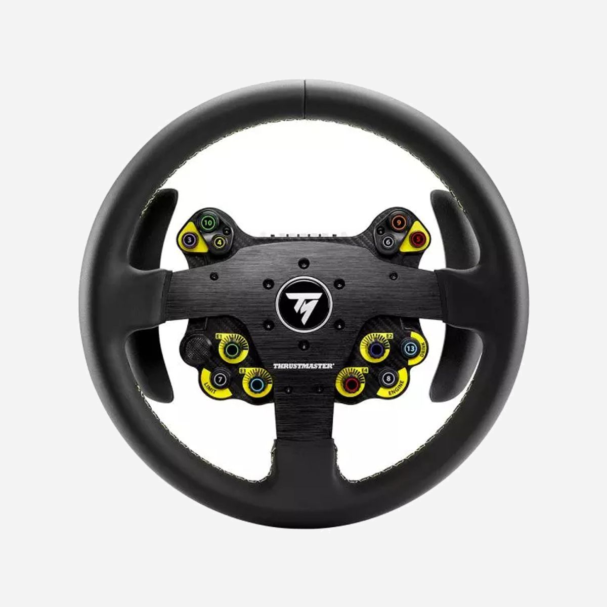 Thrustmaster Evo Racing 32R Leather : Volant 32cm PC/PS4/PS5/Xbox, 25 boutons, Palettes magnétiques, Revêtement cuir, Plastron aluminium - Repoussez les limites avec l'EVO Racing 32R Leather, un volant rond de 32 cm de diamètre conçu pour dominer les spéciales de rallye et performer dans toutes les disciplines. Maintenez votre allure en toutes circonstances grâce à ses palettes longues et incurvées facilement accessibles et leurs capteurs magnétiques pour un enclenchement précis. Retrouvez toutes les commandes nécessaires à portée de pouce: 25 boutons d’action dont 4 encodeurs et un D-pad, ainsi que 7 LEDs pour afficher les tours par minutes et les informations de course. Un plastron en aluminium brossé et un arceau en cuir: une conception premium qui allie performance, confort et esthétisme.<br><br>Fixez vos propres règles avec la gamme EVO Racing et son hub détachable: composez avec des arceaux et palettes de différentes tailles et formes pour convenir à tous les styles de pilotage.<br><br>L’EVO Racing 32R Leather est compatible avec toutes les bases Thrustmaster sur PS5 et PS4, Xbox Series et Xbox One, et PC (Windows 10 et 11).<br><br><b>EVO RACING 32R LEATHER: REPOUSSEZ LES LIMITES. FIXEZ VOS PROPRES RÈGLES.</b><br>Volant rond de 32 cm de diamètre avec palettes longues et incurvées conçu pour dominer en rallye et d’autres disciplines. Fixez vos propres règles avec la gamme EVO Racing et son hub détachable, en y associant des arceaux et palettes de différentes tailles et formes.<br><br><b>TOUT POUR LA PERFORMANCE</b><br>Repoussez les limites avec l’EVO Racing 32R Leather, une roue ronde polyvalente de 32 cm, idéale pour le rallye et multiples simulations de course. Affrontez les routes les plus difficiles et à votre meilleure allure : grâce à leur forme longue et incurvée, les palettes sont facilement accessibles en toutes circonstances et sont équipées de capteurs magnétiques permettant un enclenchement précis.<br><br><b>EQUILIBRE PARFAIT</b><br>Ressentez la route entre vos mains que ce soit sur l’asphalte, la neige ou la terre grâce à son arceau fin et léger (1300g) au revêtement en cuir offrant un confort remarquable et des sensations pures. Ajustez les modules de boutons de pouces selon vos préférences pour une prise en main optimale.<br><br><b>DESIGN PREMIUM ET SPORTIF</b><br>Profitez d’une conception de qualité, avec l’intégration de matériaux premium tels que l’aluminium brossé pour le plastron central, conférant à l’EVO Racing 32R Leather une grande rigidité tout en préservant sa légèreté. Le cuir de son arceau, agrémenté de surpiqures jaune kryptonite, assure une tenue durable et vous distingue par son style moderne.<br><br><b>HUB EVO DÉTACHABLE</b><br>Faites évoluer votre expérience de conduite avec la nouvelle gamme EVO Racing. Fixez vos propres règles en associant le hub central détachable à des arceaux et palettes de différentes formes et tailles (prochainement disponibles) pour dominer n’importe quel circuit dans le véhicule et la discipline de votre choix.<br><br><b>CONTRÔLE TOTAL</b><br>Gardez le contrôle en piste grâce aux 25 boutons d’actions du hub EVO Racing, dont 4 encodeurs rotatifs et un D-pad ergonomique. Ses 7 LEDs fournissent les informations de course et les tours par minute, avec la possibilité de commuter entre deux modes pour s’adapter au régime moteur propre aux différents types de véhicules.<br><br><b>COMPATIBILITÉ MAXIMALE</b><br>Accédez à l’entièreté de l’écosystème Thrustmaster: deux supports d'attache rapide vous sont fournis, rendant L’EVO Racing 32R Leather compatible avec toutes les bases à retour de force existantes et futures de Thrustmaster sur PS5 et PS4, Xbox Series et Xbox One, et PC (Windows 10 et 11).