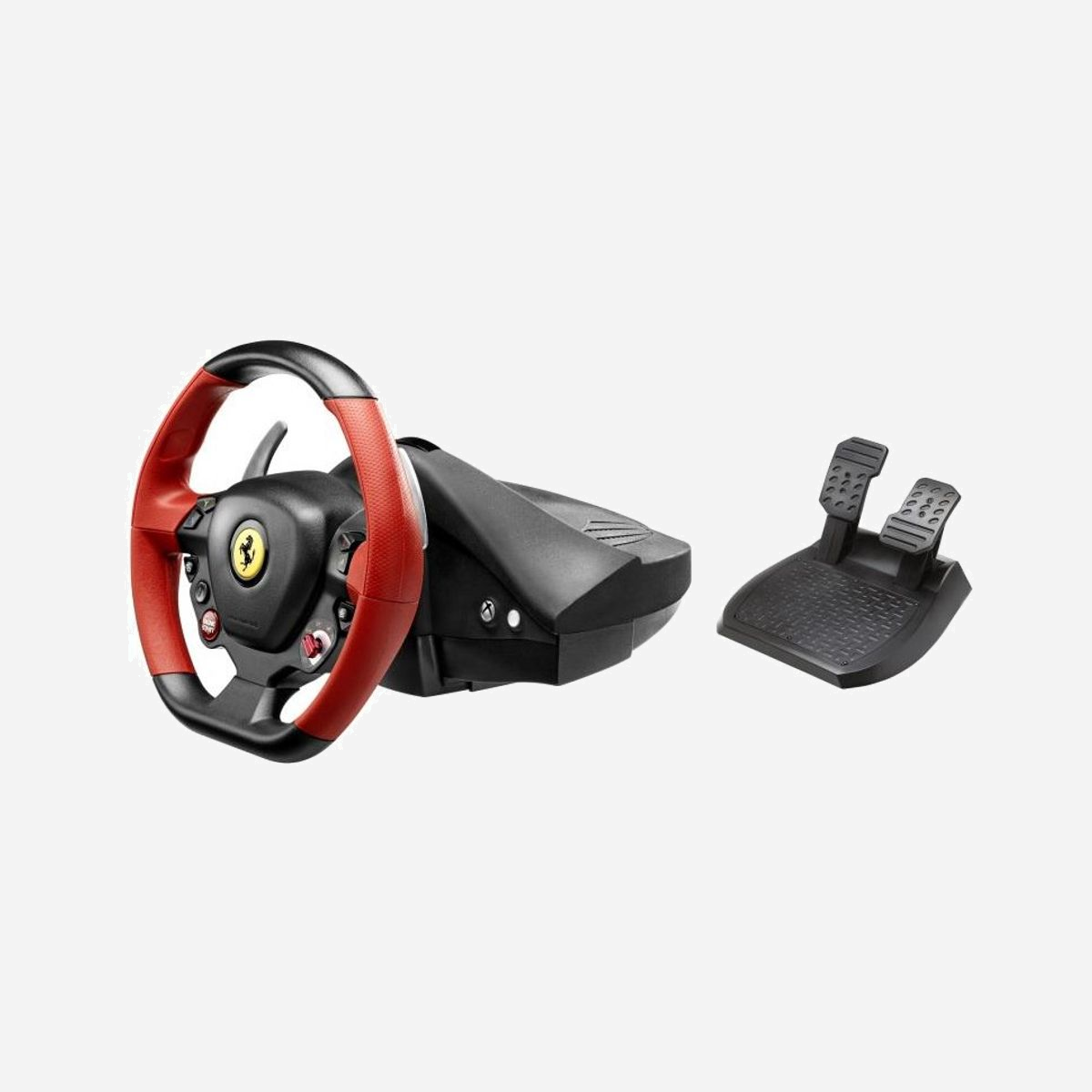 Thrustmaster Ferrari 458 Spider Xbox One - Volant et Pédales Filaire, Croix Directionnelle, 370x320x3.15mm, Noir/Rouge, Plug & Play - Thrustmaster Ferrari 458 Spider. Type d'appareil: Volant + pédales, Plates-formes de jeux prises en charge: Xbox One, Touches de fonction de contrôle de jeux: Croix directionnelle. Technologie de connectivité: Avec fil. Couleur du produit: Noir, Rouge. Largeur: 370 mm, Profondeur: 320 mm, Hauteur: 3,15 mm. Largeur du colis: 320 mm, Profondeur du colis: 370 mm, Hauteur du colis: 320 mm