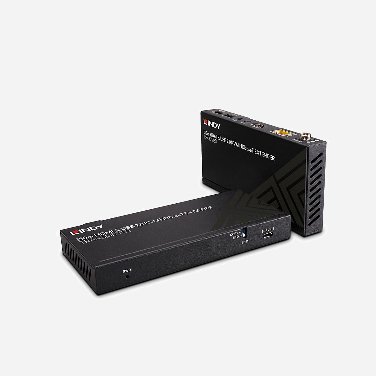 Lindy Extender KVM HDBaseT 150m - HDMI 4K60, USB 2.0, IR - Cat.6 - Résolution 3840x2160 - HDCP 2.2 - Alimentation PoC - Métal - Le prolongateur KVM Lindy 150m Cat.6 HDMI 4K60, USB 2.0 & IR HDBaseT est une solution complète, de bout en bout, de haute performance et fiable pour étendre les signaux HDMI sur de longues distances via un câble réseau Cat.6.<br><br>La prise en charge des résolutions jusqu'à 4K Ultra HD permet de visionner des vidéos d'une clarté époustouflante, tandis que la prise en charge supplémentaire du HDR (High Dynamic Range) permet d'afficher le contenu avec une luminosité accrue, des contrastes plus marqués entre les noirs et les blancs et une gamme de couleurs beaucoup plus large. Il s'agit d'une solution fiable pour créer une signalisation numérique accrocheuse dans le commerce de détail, des affichages immersifs lors d'événements ou des installations attrayantes dans des salles de conférence ou des amphithéâtres plus vastes.<br><br>La fonctionnalité PoC (Power over Cable) offre une flexibilité supplémentaire. Elle permet d'alimenter l'appareil en même temps que les données via un câble réseau Cat.6 dans une connexion point à point entre l'émetteur et le récepteur, ce qui signifie qu'une seule alimentation est nécessaire au niveau de l'unité émettrice. Cette solution est idéale lorsque les prises de courant sont limitées au niveau du récepteur de l'installation.<br><br><br>En mode HDBT, ce prolongateur prend en charge les périphériques USB 2.0 tels que la souris, le clavier et d'autres périphériques à connecter au récepteur pour contrôler un appareil source tel qu'un PC ou un ordinateur portable ou pour le transfert de données, tandis qu'en mode longue portée, seuls les périphériques USB HID sont pris en charge. Grâce aux ports IR bidirectionnels situés de part et d'autre de la configuration, l'équipement source peut être facilement contrôlé du côté de l'écran, et l'écran peut également être contrôlé du côté de la source HDMI. <br><br>En outre, l'alimentation est connectée via une prise DC à vis, offrant une connexion plus sûre et plus fiable, parfaite pour les installations professionnelles où des déconnexions accidentelles pourraient créer un problème majeur.<br><br>HDBaseT est une norme mondialement reconnue pour la distribution de haute qualité de contenu AV et d'autres technologies, y compris l'alimentation et le contrôle, sur de longues distances via un câble Cat.6 ou supérieur à faible coût.<br><br>HDBaseT_ et le logo HDBaseT Alliance sont des marques déposées de la HDBaseT Alliance. L'utilisation d'un type de câble différent, l'introduction de plaques murales, de coupleurs ou de panneaux de brassage entraîneront une réduction des distances possibles.