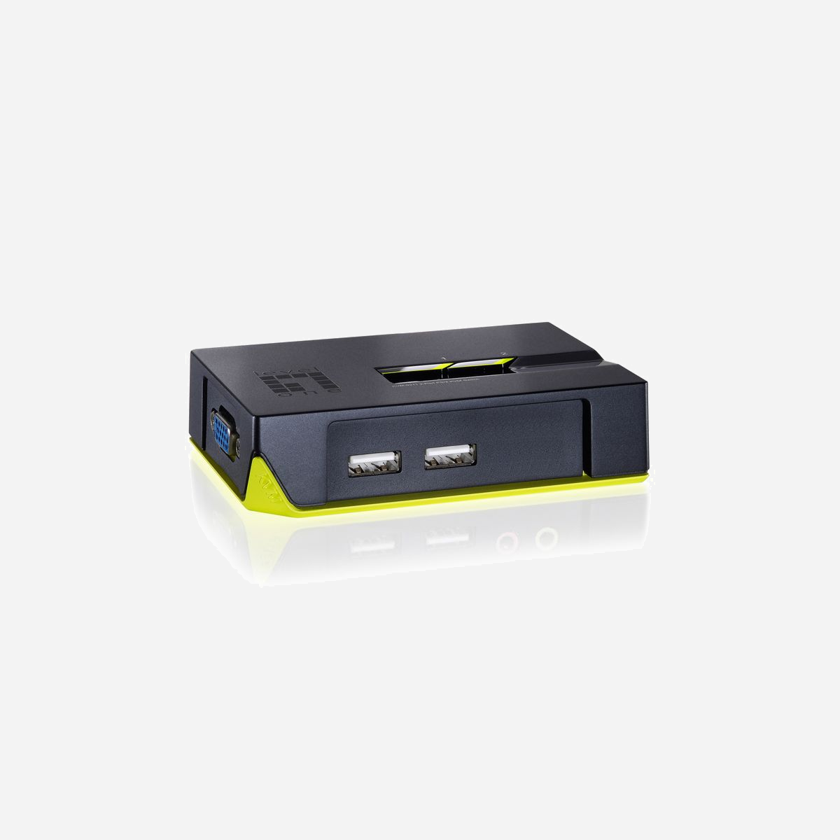 LevelOne KVM-0222 Switch KVM 2 Ports USB VGA 2048x1536 Plug & Play, Supports Windows & macOS, Câbles KVM Inclus - <b>Présentation du produit</b><br>Le commutateur KVM-0222 2 ports USB de LevelOne offre un commutateur KVM facile à installer qui dirige deux ordinateurs à partir d’un seul écran, clavier et souris.<br><br>Il permet d’accéder, de diriger et de réinitialiser deux ordinateurs avec la fonction USB à l’aide d’un seul clavier USB, souris et écran.<br><br><b>Fonction flexible multimédia</b><br>Le KVM-0222 offre une inversion PC simultanée ou indépendante programmable. Ce qui permet de travailler sur un ordinateur en utilisant simultanément l’autre ordinateur pour travailler ou la détente.<br><br>Le KVM-0222 prend en charge les plateformes PC et Macintosh (MAC G3, G4, iMAC).<br><br><b>Un seul clavier, souris et écran pour deux ordinateurs</b><br>Le LevelOne KVM-0222 connecte deux systèmes informatiques à un seul clavier USB, souris USB et écran.<br><br>Le KVM-0222 est un commutateur KVM Plug-and-Play qui ne nécessite pas d’alimentation électrique. Les utilisateurs connectent simplement le commutateur KVM à la souris USB et clavier et les ports d’écran sur chaque ordinateur en utilisant les câbles inclus.<br><br><b>Facile à passer d’un ordinateur à l’autre</b><br>Le KVM-0222 passe facilement d’un ordinateur à l autre, soit par les boutons poussoirs situés sur le commutateur ou en utilisant les raccourcis du clavier. Le commutateur KVM est équipé d’un utilitaire Windows® et Mac qui permet de sélectionner et de surveiller les PC actifs à partir de l’ordinateur de bureau ainsi que de configurer les raccourcis du clavier pour commuter facilement entre ordinateurs.<br><br>Le KVM-0222 supporte également la connexion à chaud (hot plug) pour l’entretien des ordinateurs facile sans éteindre le commutateur KVM ou l’ordinateur. L’écran LED est équipé d’un affichage de statut ‘d’un coup d’œil’ pour un contrôle facile de l’activité de l’ordinateur.