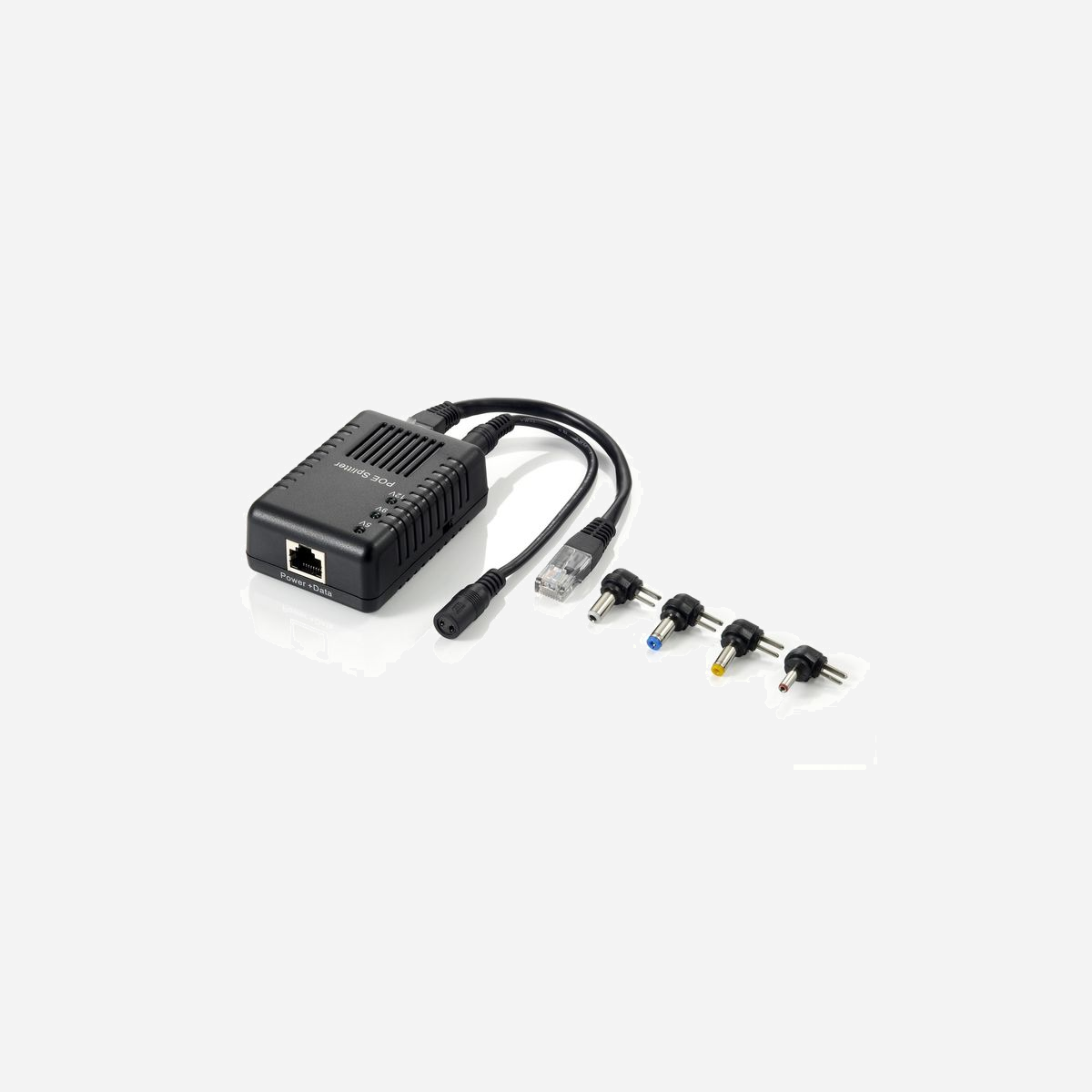 LevelOne POS-1002 Séparateur PoE Ethernet 10/100Base-TX, Sortie 5V/9V/12V, Conforme IEEE 802.3af, 2xRJ45, Noir, 55x80x31mm - Conforme à la norme IEEE 802.3af<br>Convertit les périphériques non-PoE avec le support Power Over Ethernet<br>Commutateur output DIP ajustable pour 5V, 9V et 12V output ajustable<br>Livraison de courant et des données au matériel par un seul câble Ethernet<br>Plus besoin d’adaptateur encombrant et de ligne électrique pour vos appareils<br>Compatible avec routeur sans fil, AP, caméra réseau, serveur imprimante, convertisseur<br>Léger et compact <br>Équipé des pointes interchangeable