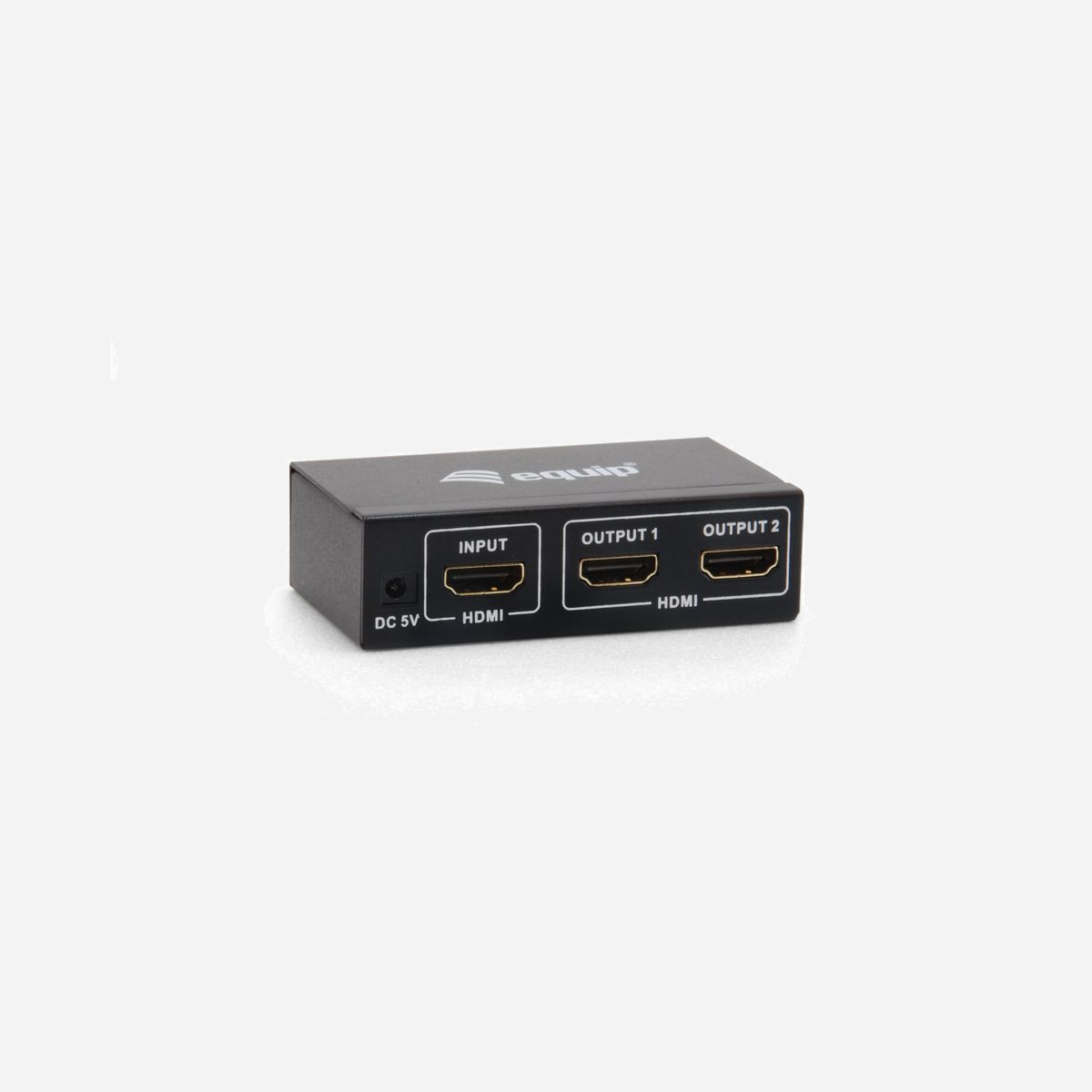 Equip 332712 Répartiteur Vidéo HDMI 1.4, 1x HDMI vers 2x HDMI, 4K (4096x2160) 30Hz, HDCP, 340MHz, Alimentation 5V/1A, Noir, 49x84x20mm - Equip 332712. Port vidéo: HDMI, Sortie Vidéo: 2x HDMI. Résolution maximale: 4096 x 2160 pixels, Couleur du produit: Noir, Bande passante: 340 MHz. Tension d'entrée AC: 5 V, Courant d'entrée: 1 A, Consommation électrique typique: 2,5 W. Dimensions (LxPxH): 49 x 84 x 20 mm, Poids: 300 g. Largeur du colis: 121 mm, Profondeur du colis: 101 mm, Hauteur du colis: 65 mm