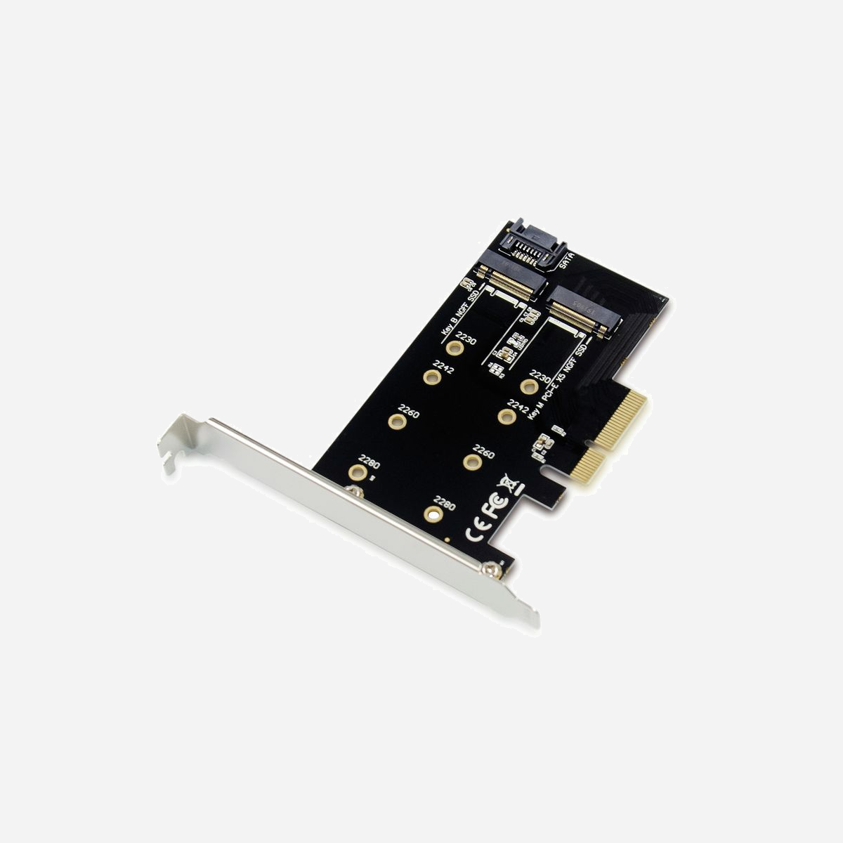 Conceptronic EMRICK04B : Carte Adaptateur Interne PCIe vers M.2 (M+B) et 1xSATA, PCIe 3.0, Chipset JMB585, Windows/Linux, Refroidissement Passif, 6Gbit/s - Conceptronic EMRICK04B. Interface de l'hôte: PCIe, Interface de sortie: M.2, Standard de carte d’extension: PCIe 3.0. Type de refroidissement: Passif, Pays d'origine: Chine. Jeu de composants: JMB585, Taux de transfert de données (max): 6 Gbit/s. Prise en charge du système d'exploitation Windows: Windows 10, Windows 10 Education, Windows 10 Education x64, Windows 10 Enterprise, Windows 10.... Largeur: 70 mm, Profondeur: 114 mm, Hauteur: 18 mm