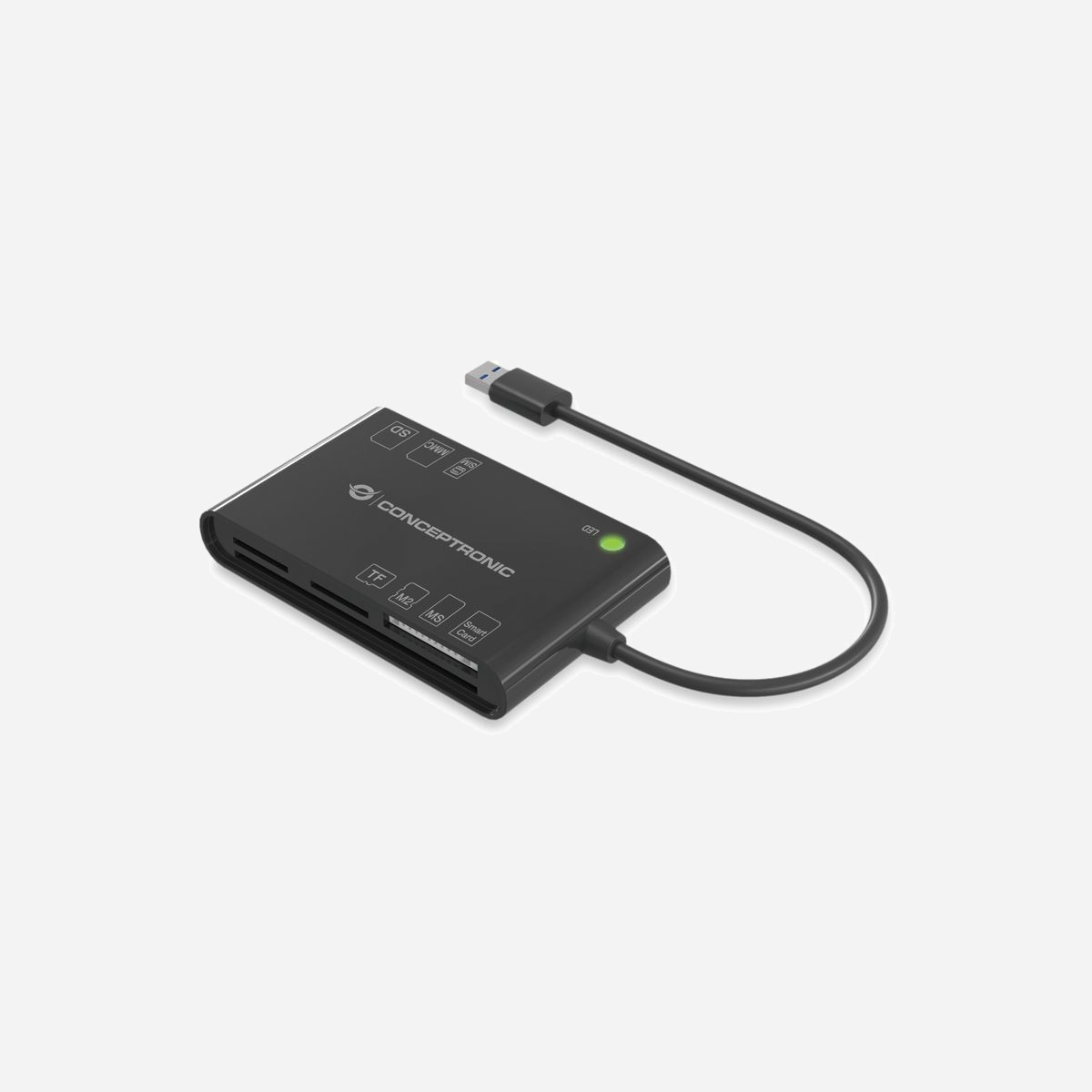 Conceptronic BIAN01B Lecteur Cartes à Puce Interne USB 3.2 Gen 1 Noir, compatible EMV, SIM, MMC, MS, MicroSD, SD, SDHC, SDXC, Windows et macOS - Conceptronic BIAN01B. Interface: USB 3.2 Gen 1 (3.1 Gen 1). Modes de paiement pris en charge: EMV (puce et PIN). Couleur du produit: Noir. Poids: 26 g