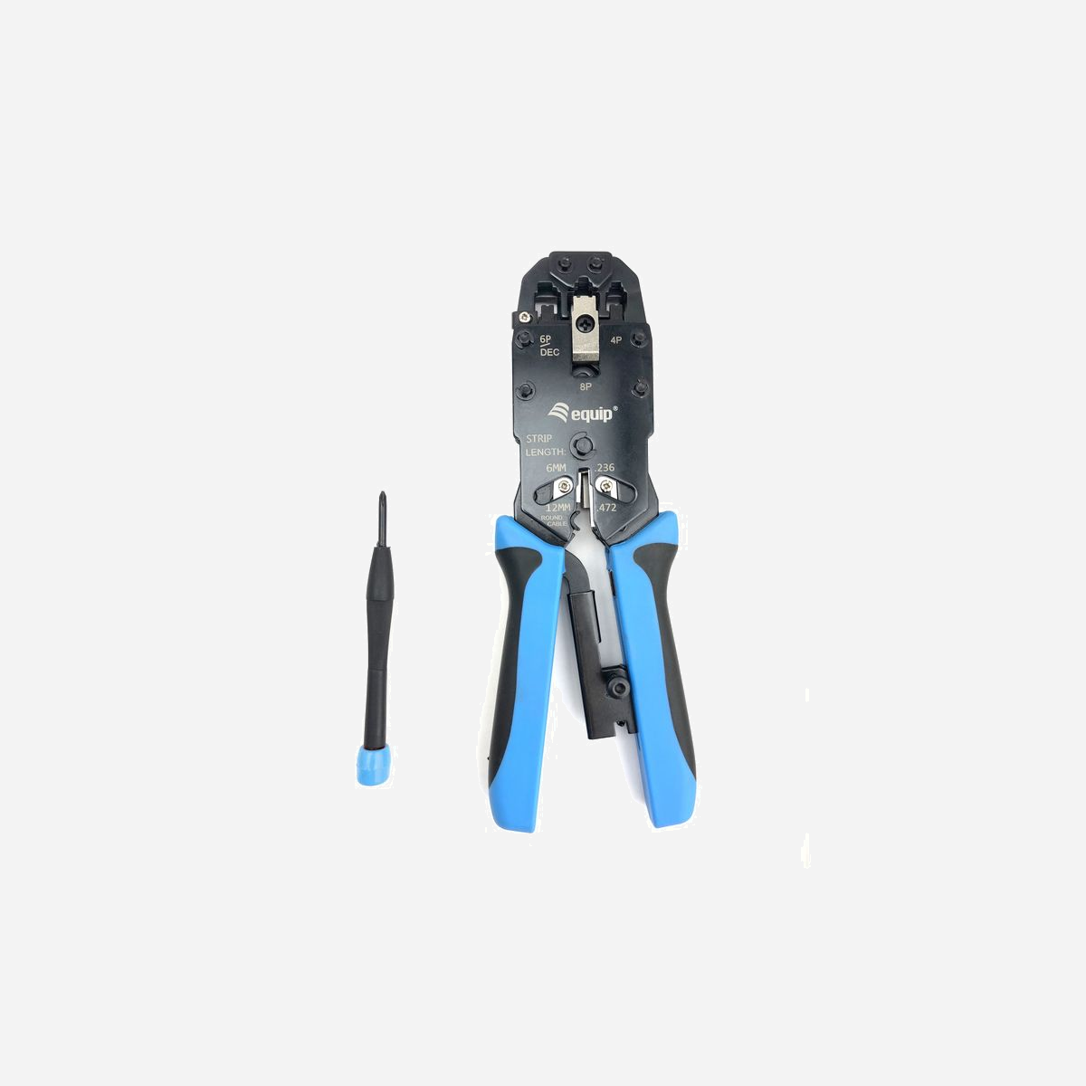 Equip 129409 Pince à Sertir Métal RJ-11/RJ-12/RJ-45 Dimensions 72.5x23x204mm Poids 525g Noir/Bleu Emballage Blister - Equip 12940907101. Largeur: 72,5 mm, Profondeur: 23 mm, Hauteur: 204 mm. Largeur du colis: 117 mm, Profondeur du colis: 26,5 mm, Hauteur du colis: 290 mm. Type d'emballage: Blister. Pays d'origine: Chine, Largeur du casier principal (externe): 270 mm, Poids brut du casier principal (externe): 12 kg