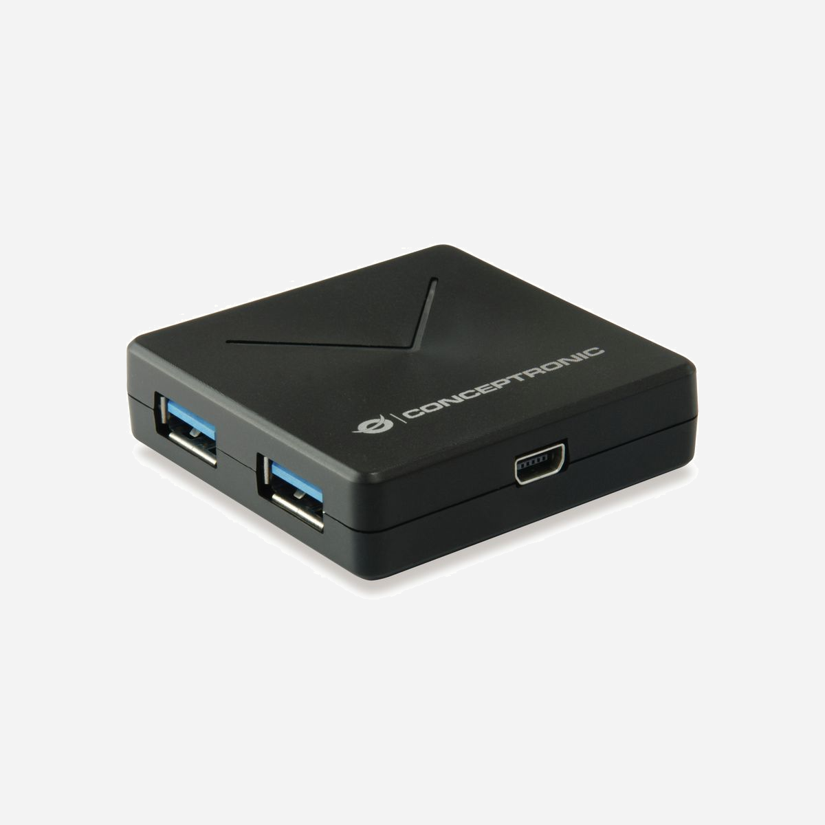 Conceptronic HUBBIES02B - Hub USB 3.2 Gen 1, 4 ports Type-A, Interface Mini-B, 5000 Mbit/s, câble 0.4m, Windows/macOS supportés - Conceptronic HUBBIES02B. Interface de l'hôte: USB 3.2 Gen 1 (3.1 Gen 1) Mini-B, Interfaces Hub: USB 3.2 Gen 1 (3.1 Gen 1) Type-A. Taux de transfert de données: 5000 Mbit/s, Couleur du produit: Noir, Longueur de câble: 0,4 m. Prise en charge du système d'exploitation Windows: Windows 7 Ultimate x64, Windows Vista Home Premium x64, Windows 10, Windows 7 x64, Windows Vista..., Prise en charge du système d'exploitation Mac: Mac OS X 10.13 High Sierra, Mac OS X 11.0 Big Sur, Mac OS X 10.14 Mojave, Mac OS X 10.15 Catalina,.... Largeur: 51,8 mm, Profondeur: 51,8 mm, Hauteur: 14 mm. Largeur du colis: 78 mm, Profondeur du colis: 28 mm, Hauteur du colis: 125 mm