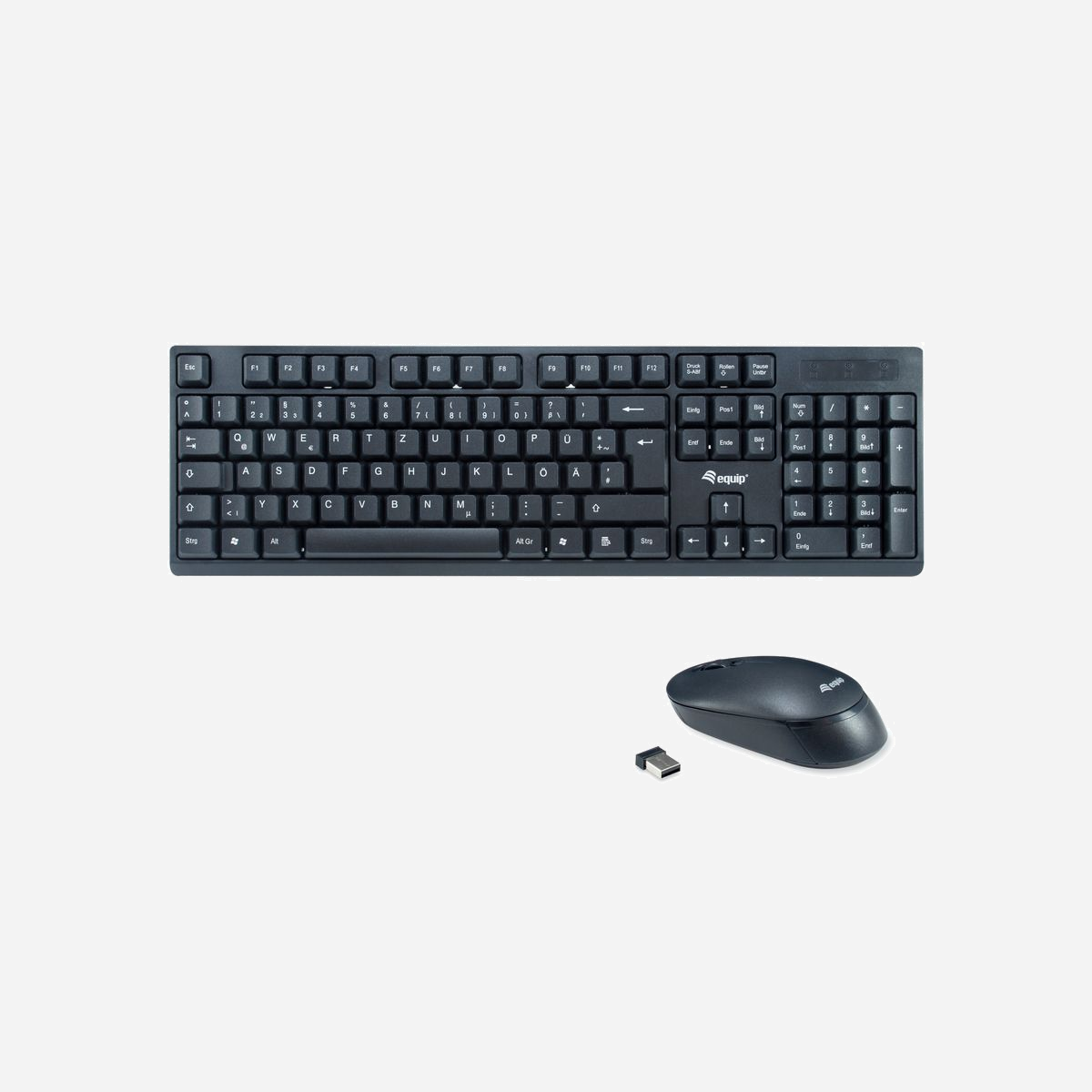Equip Kit Bureau RF Sans Fil QWERTZ Allemand Noir : Clavier 105 Touches + Souris Optique 1200 DPI, Compatible Windows/macOS/ChromeOS - Equip 245220. Facteur de forme du clavier: Taille réelle (100 %). Style de clavier: Droit. Technologie de connectivité: Sans fil, Interface de l'appareil: RF sans fil, Disposition des touches du clavier: QWERTZ, Nombre de touches du clavier: 105, Utilisation recommandée: Bureau. Couleur du produit: Noir. Souris incluse