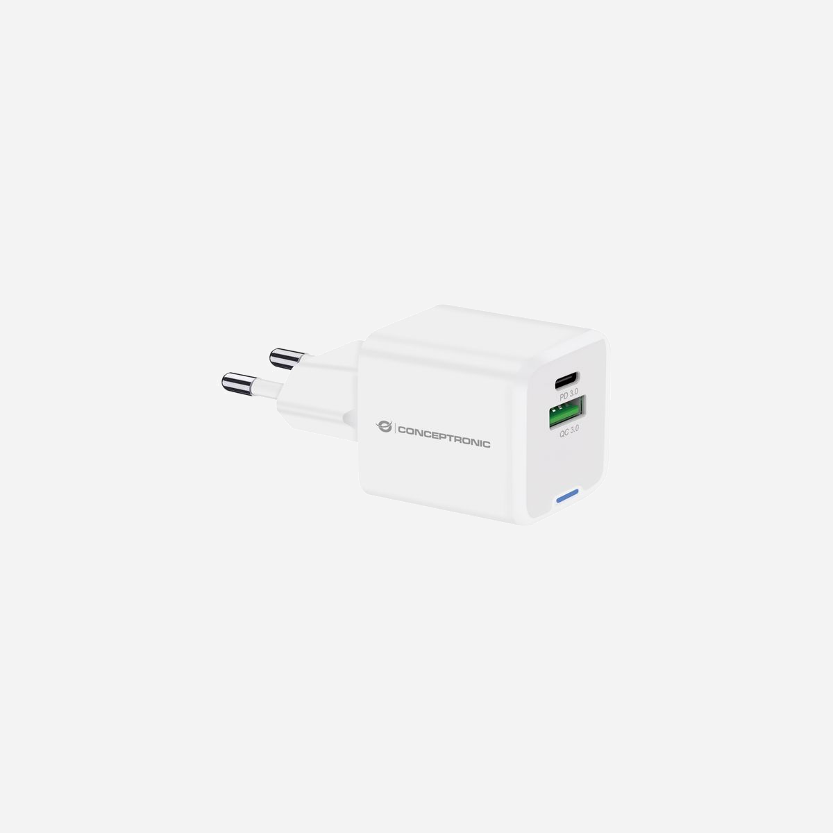 Conceptronic ALTHEA15W Chargeur Secteur Universel 1x USB-A 3.2 Gen 1, 1x USB-C Power Delivery/Quick Charge 3.0, 20W, GaN, Blanc, Protections Surchauffe/Surcharge/Court-circuit - Conceptronic ALTHEA15W. Type de chargeur: Intérieure, Type de source d'alimentation: Secteur, Compatibilité de chargeur: Universel. Tension d'entrée: 100 - 240 V, Tension de sortie (max): 12 V. Quantité de ports USB de type C: 1, Charge rapide, Dispositifs de protection électrique: Surchauffe, Surcharge, Court-circuit. Couleur du produit: Blanc
