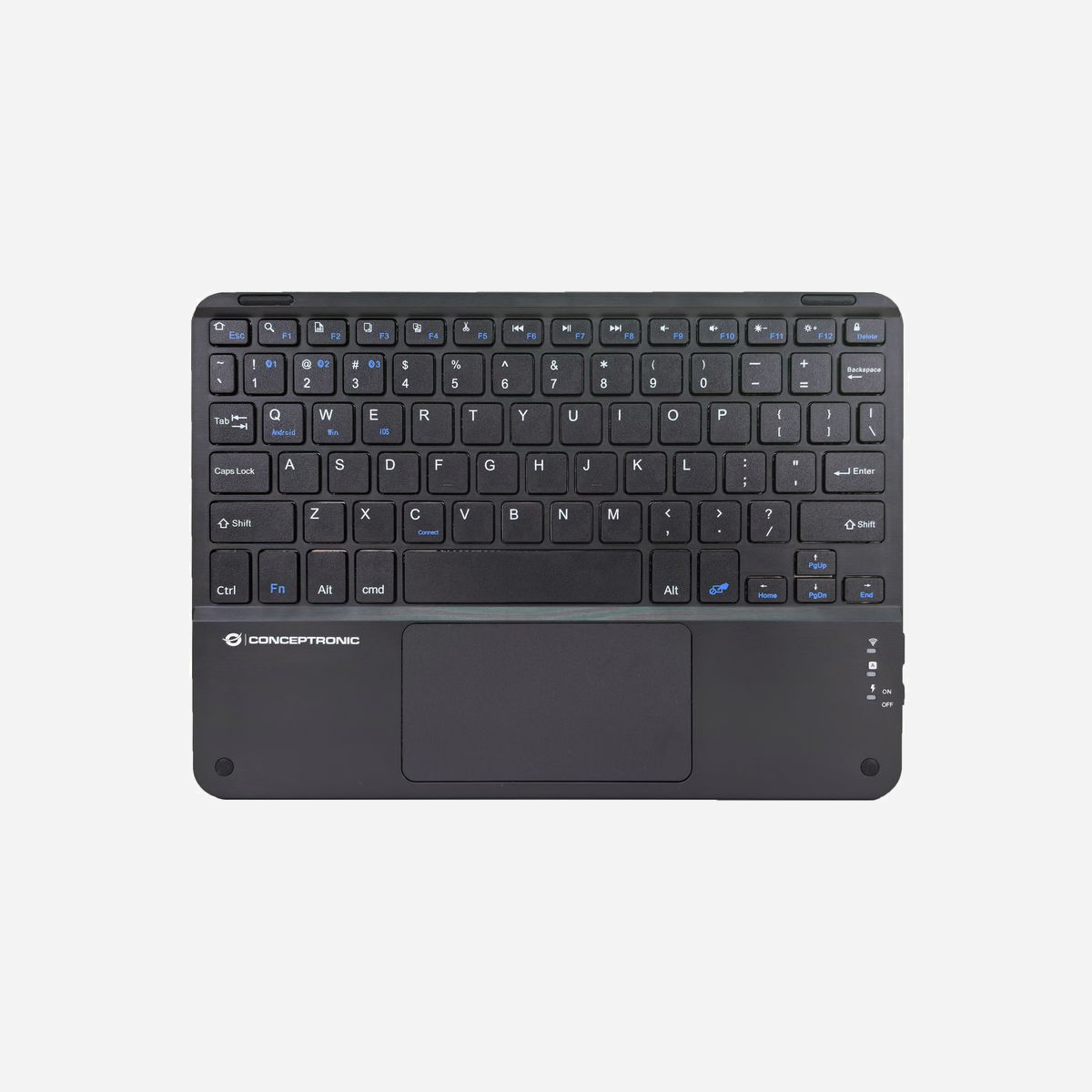 Conceptronic TOBIN01BUS : Clavier Universel Bluetooth 5.4 QWERTY US 80-87% noir, Pavé Tactile, Compatible Windows/macOS/iOS/iPadOS, 245x175x6mm - Conceptronic TOBIN01BUS. Facteur de forme du clavier: Sans clé (80 - 87%). Style de clavier: Droit. Technologie de connectivité: Sans fil, Interface de l'appareil: Bluetooth, Disposition des touches du clavier: QWERTY, Utilisation recommandée: Universel. Couleur du produit: Noir