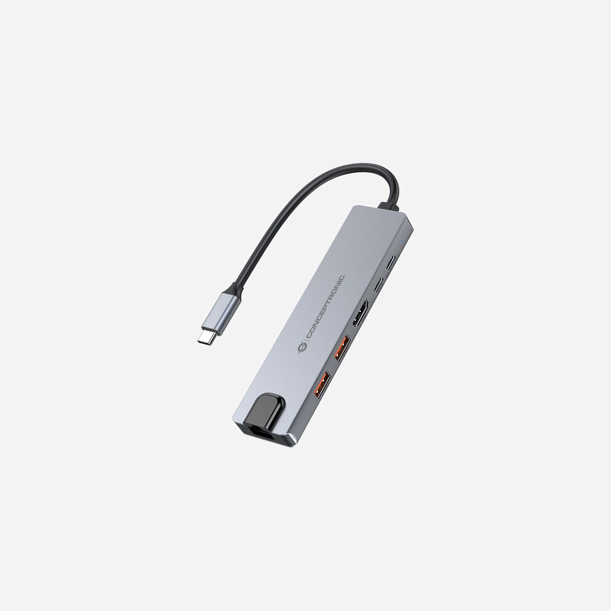 Conceptronic DONN29G Station d'accueil USB-C 3.2 Gen 2, Power Delivery 140W, 2x USB-A, 2x USB-C, HDMI 2.0, Ethernet Gigabit, Boîtier Aluminium Gris. - Conceptronic DONN29G. Technologie de connectivité: Avec fil, Interface de l'hôte: USB 3.2 Gen 2 (3.1 Gen 2) Type-C, Délivrance de la puissance USB jusqu’à: 140 W. LAN Ethernet : taux de transfert des données: 10,100,1000 Mbit/s, Standards réseau: IEEE 802.3ab. Couleur du produit: Gris, Taux de transfert des données: 10 Gbit/s, Matériau du boîtier/corps: Aluminium. Type de source d'alimentation: USB, Longueur du câble USB: 0,25 m. Prise en charge du système d'exploitation Windows: Windows 10, Windows 10 Education, Windows 10 Education x64, Windows 10 Enterprise, Windows 10..., Prise en charge du système d'exploitation Mac: Mac OS X 10.10 Yosemite, Mac OS X 10.11 El Capitan, Mac OS X 10.12 Sierra, Mac OS X 10.13 High..., Système mobile supporté: Android 10.0, Android 11.0, Android 12.0, Android 13.0, Android 14.0, Android 5.0, Android 5.1,...