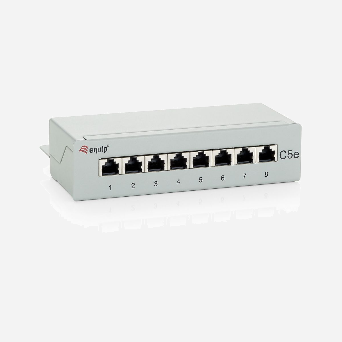 Equip 227308 : Baie de Branchements 8 Ports RJ-45 Cat5e, Contacts Or, 44x173x109mm, Certification ANSI/TIA/EIA 568, Gris - Equip 227308. Connecteur(s): RJ-45, Contacts du connecteur de placage: Or, Types de câbles soutenus: Cat5e. Couleur du produit: Gris. Certification: ANSI/TIA/EIA 568. Largeur: 44 mm, Hauteur: 173 mm, Profondeur: 109 mm. Largeur du colis: 150 mm, Profondeur du colis: 50 mm, Hauteur du colis: 283 mm