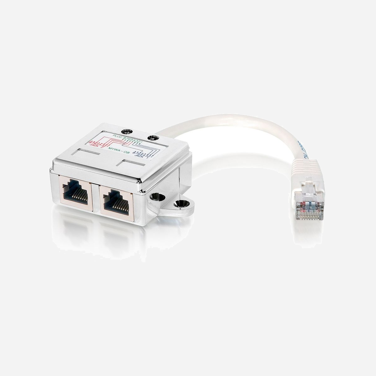 Equip 127603 Séparateur Voix/Données Cat5e Mâle/Femelle 0.15m Métallique/Blanc - Double Port RJ-45, 8 broches, 58x22x150mm, -40°C à 80°C - Equip 127603. Câble standard: Cat5e, Couleur du produit: Métallique, Blanc, Longueur de câble: 0,15 m. Genre du connecteur: Mâle/Femelle. Largeur: 58 mm, Profondeur: 22 mm, Hauteur: 150 mm. Largeur du colis: 100 mm, Profondeur du colis: 23 mm, Hauteur du colis: 175 mm