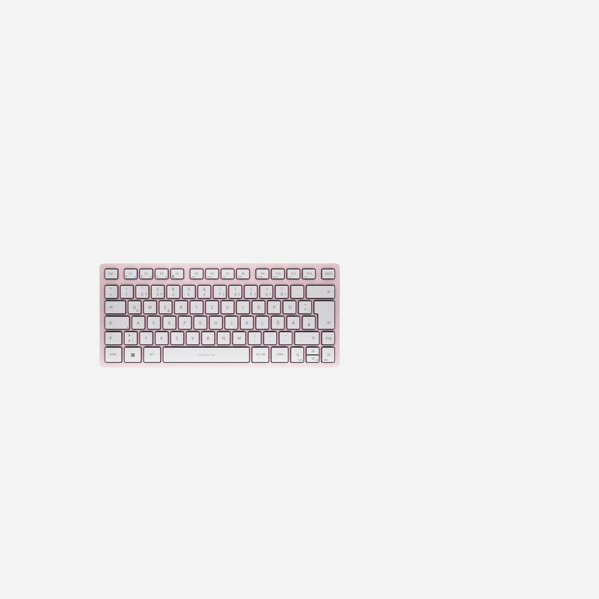 CHERRY KW 7100 MINI BT Clavier Bluetooth 5.1 QWERTZ Allemand Rose, Cherry SX, 79 Touches, 2xAAA, 295x129x27mm, JK-7100DE-19 - Clavier compact multi-appareils avec 3 canaux Bluetooth®<br>