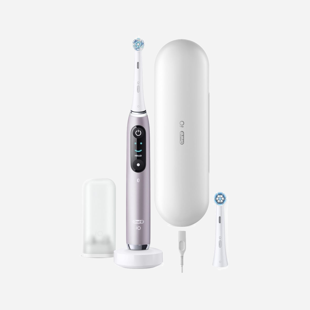 Oral-B iO Series 9n Brosse à dents rotative oscillante Adulte Rose avec 6 modes, écran OLED, Bluetooth, batterie Li-Ion et minuteur 2 min - Oral-B iO Series 9n. Utilité: Adulte, Type de brosse à dents: Brosse à dents rotative oscillante, Modes de brossage de dents: Soin quotidien, Soins des gencives, Sensible, Blanchiment. Source d'alimentation: Batterie, Type de batterie: Batterie intégré, Technologie batterie: Lithium-Ion (Li-Ion). Poids: 639,22 g. Largeur du colis: 100 mm, Profondeur du colis: 178 mm, Hauteur du colis: 253 mm. Nombre de poignées fournis: 1 pièce(s), Nombre de têtes de brossage incluses: 1 pièce(s)