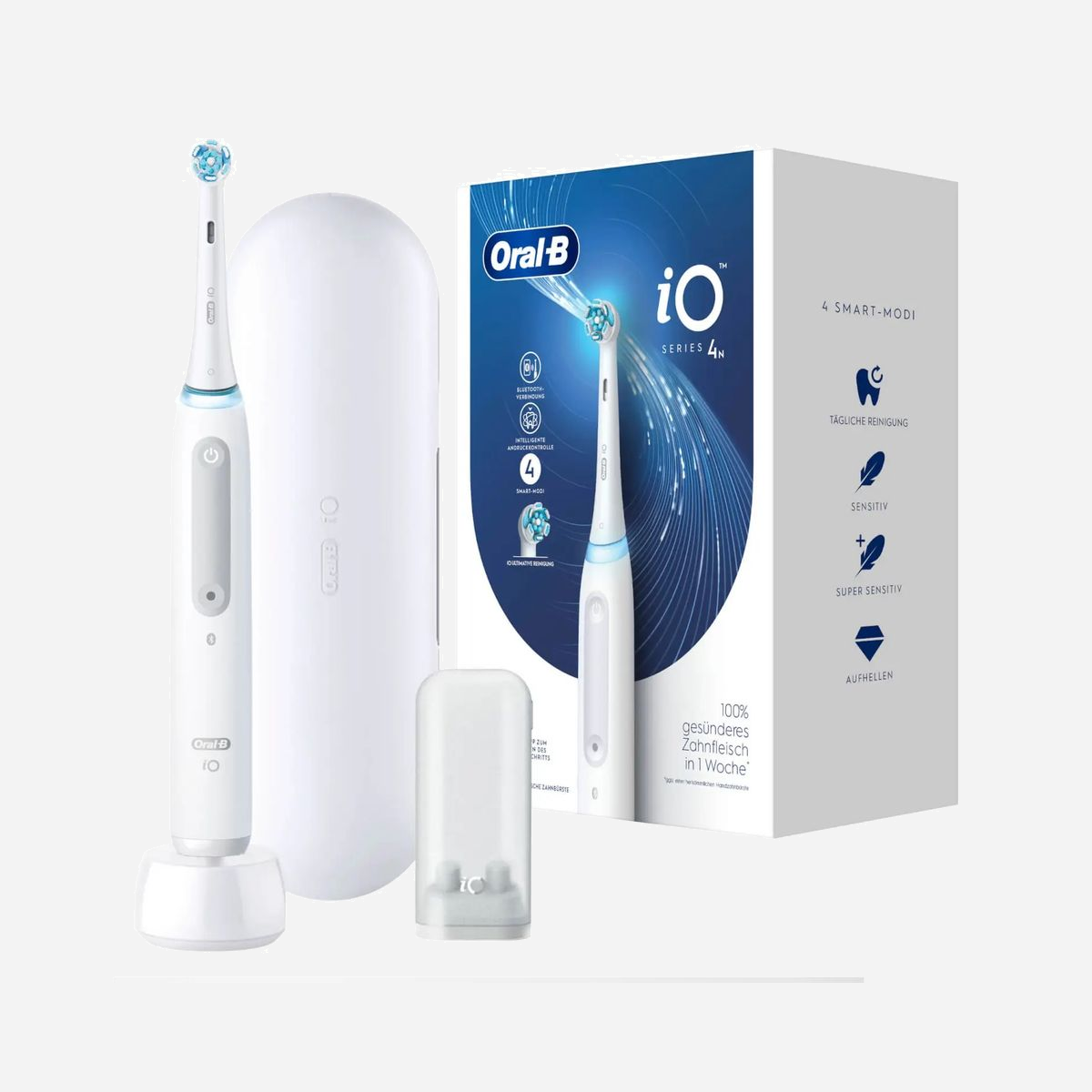 Oral-B iO Series 4 Brosse à Dents Rotative Adulte Blanc - 4 Modes, Capteur de Pression, Minuterie, Batterie Intégrée, 1 Poignée, 1 Brossette - Oral-B iO Series 4 Quite. Utilité: Adulte, Type de brosse à dents: Brosse à dents rotative, Modes de brossage de dents: Soin quotidien, Sensible, Super sensitive. Source d'alimentation: Batterie, Type de batterie: Batterie intégré. Type d'emballage: Boîte. Nombre de poignées fournis: 1 pièce(s), Nombre de têtes de brossage incluses: 1 pièce(s)