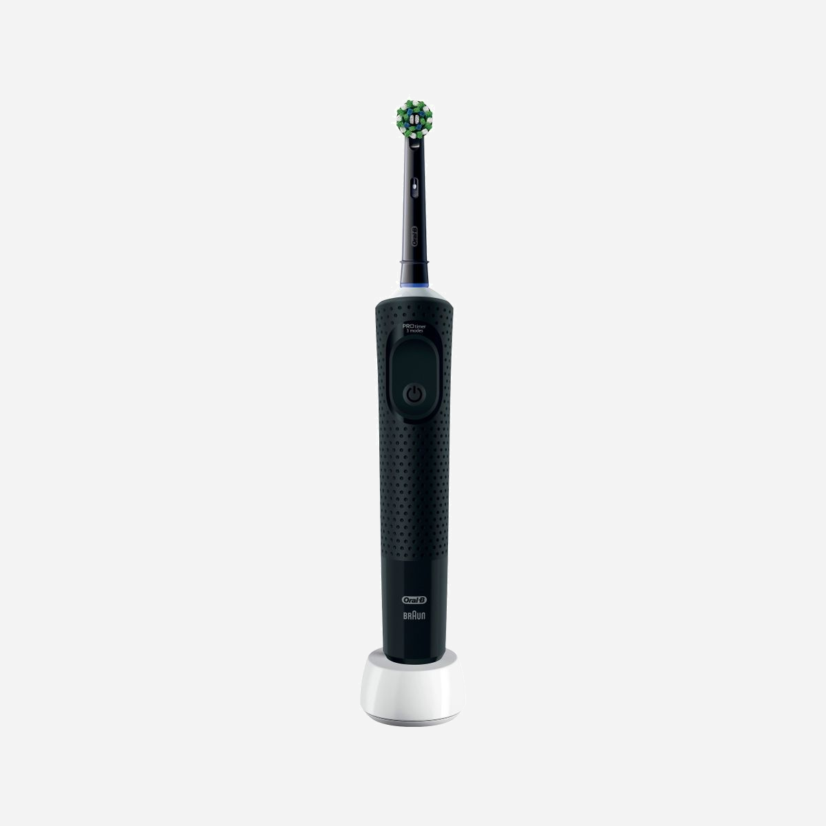 Oral-B Vitality Pro Brosse à dents rotative adulte noire, 3 modes (Soin quotidien, Sensible), Minuteur 2 min, Batterie rechargeable, 1 poignée, 1 tête - Oral-B Vitality Pro. Utilité: Adulte, Type de brosse à dents: Brosse à dents rotative, Modes de brossage de dents: Soin quotidien, Sensible. Source d'alimentation: Batterie. Nombre de poignées fournis: 1 pièce(s), Nombre de têtes de brossage incluses: 1 pièce(s)