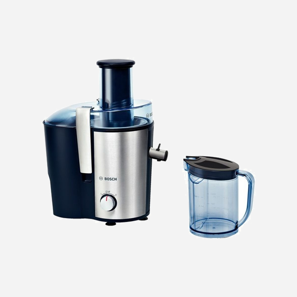 Bosch MES3500 Centrifugeuse 700W Noir/Argent - Cheminée 7.3cm, Bol 1.25L, Récipient à Pulpe 2L, Filtre Inox, Ejection Automatique de la Pulpe - - Cheminée de remplissage extra-large pour introduire la plupart des fruits et des légumes<br>- Tamis ultra-fin en inox pour une extraction optimale du jus<br>- Système de sécurité renforcée: l’appareil fonctionne uniquement si tous les éléments sont bien mis en place et le couvercle bien refermé<br>- entiers (aucun pré découpage)<br>- Système anti-gouttes pour ne pas perdre une seule goutte et garder son plan de travail propre