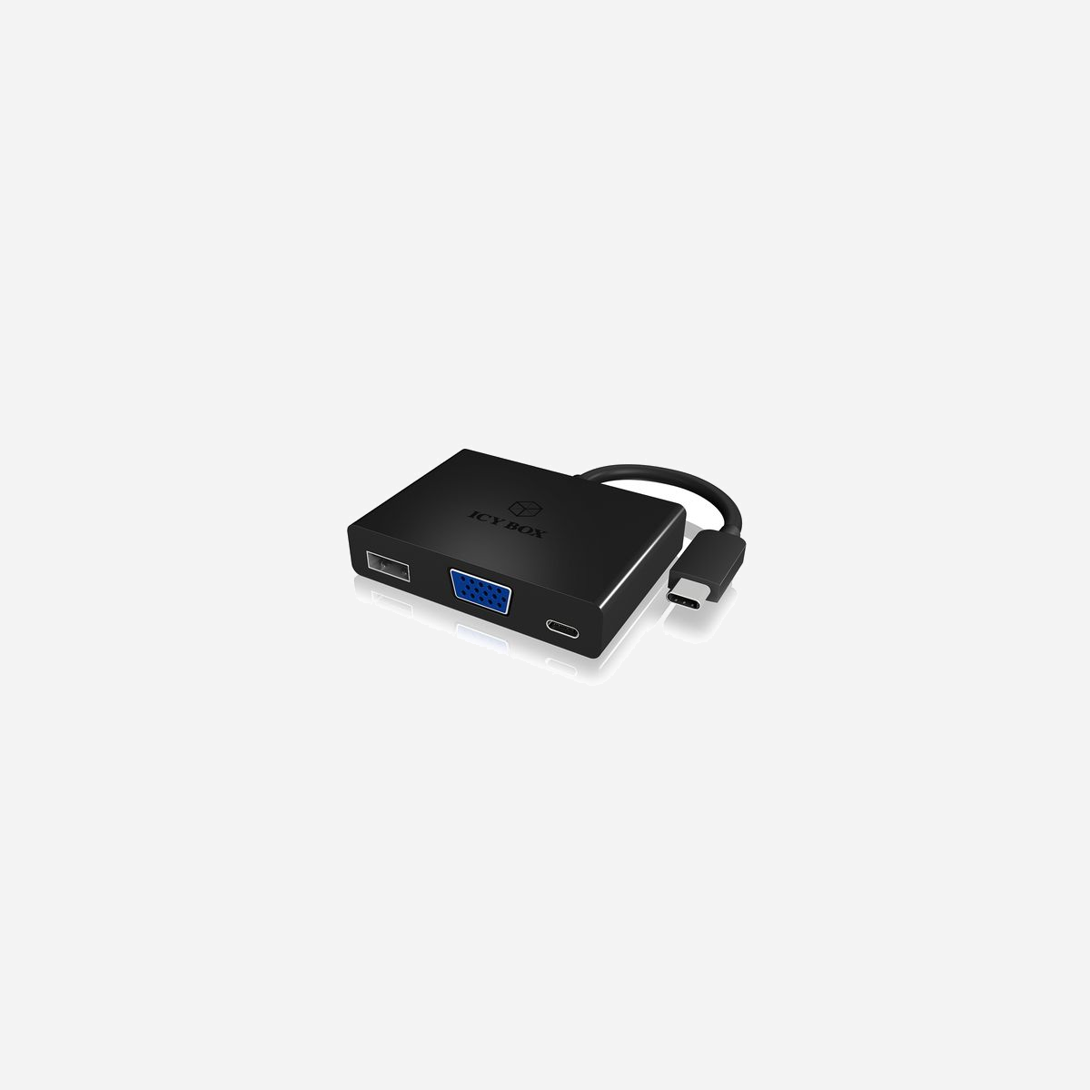 ICY BOX IB-DK4032-CPD Adaptateur USB-C vers VGA, USB-A 3.2 Gen 1, USB-C 3.2 Gen 1, Chipset Parade PS176/VIA-Labs VL210, 5 Gbit/s, Windows/macOS/ChromeOS - ICY BOX IB-DK4032-CPD. Interface de l'hôte: USB Type-C, Interface de sortie: VGA. Couleur du produit: Noir, Pays d'origine: Chine. Jeu de composants: Parade PS176, VIA-Labs VL210-Q4 QFN-48, Taux de transfert de données (max): 5 Gbit/s. Prise en charge du système d'exploitation Windows: Windows 10 Education, Windows 10 Education x64, Windows 10 Enterprise, Windows 10 Enterprise x64,..., Prise en charge du système d'exploitation Mac: Mac OS X 10.11 El Capitan, Prise en charge d'autres systèmes d'exploitation: ChromeOS. Largeur: 50 mm, Profondeur: 69 mm, Hauteur: 15 mm