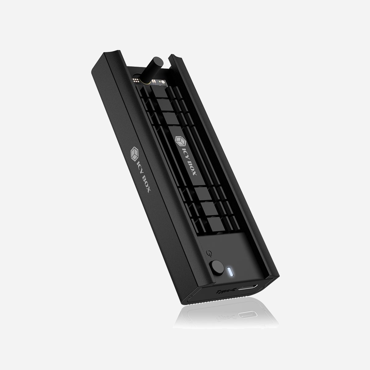 ICY BOX IB-180MC-C31 Boîtier SSD M.2 USB 3.2 Gen 2 Type-C, PCIe/SATA III, NVMe, Aluminium/Plastique, Noir, Support 2242/2260/2280 jusqu'à 2To - ICY BOX IB-180MC-C31. Type de produit: Enceinte ssd. Nombre d'unités de stockage pris en charge: 1, Taille de l'unité de stockage: M.2, Interfaces de lecteur de stockage prises en charge: PCI Express, Série ATA III, Capacité de stockage maximum: 2 To. Taux de transfert des données: 10 Gbit/s. Couleur du produit: Noir. Connecteur USB: USB Type-C