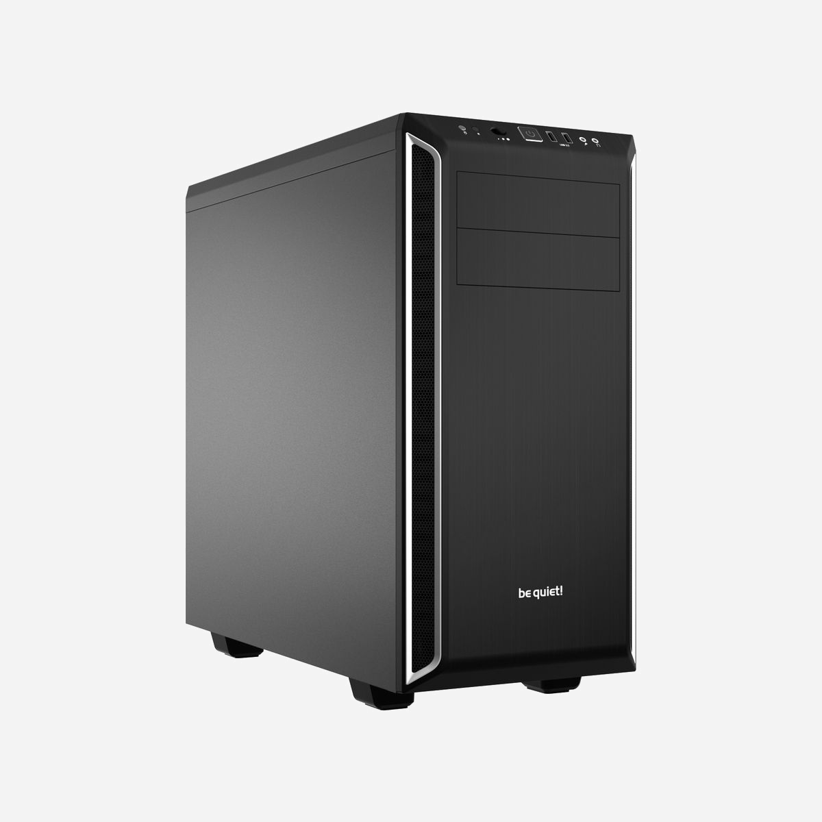 be quiet! Pure Base 600 Argent - Boîtier PC Midi-Tower ATX/Micro ATX/Mini-ITX, 2x ventilateurs Pure Wings 2 (120/140mm), Acier/ABS, sans alimentation - <b>CONCEPTION EXTREMEMENT POLYVALENTE<br>Un maximum de possibilités pour réaliser votre système idéal</b><br><br>Le Pure Base 600 offre de nombreuses possibilités pour la sélection des composants de votre système. Les trois emplacements repositionnables pour disque dur permettent l'installation de cartes graphiques grand format et le rack amovible pour lecteur optique offre une flexibilité maximale pour le watercooling et les disques.<br><br><b>REFROIDISSEMENT PAR LIQUIDE OPTIMISE<br>Un vaste choix pour le watercooling</b><br><br>Le Pure Base 600 a été conçu pour favoriser le refroidissement par liquide avec trois zones spécialement dédiées permettant l‘ajout de radiateurs jusqu'à 360mm: à l‘avant, sur le dessus et à l‘arrière.<br><br><b>PANNEAU SUPERIEUR AJUSTABLE<br>Concept ingénieux pour watercooling et silence</b><br><br>Le panneau supérieur du Pure Base 600 est ajustable permettant ainsi de choisir entre efficacité du système de refroidissement ou silence : en position fermé pour un silence absolu, entrouvert pour une meilleure ventilation ou totalement ouvert pour monter un radiateur de watercooling.<br><br><b>VENTILATEURS PURE WINGS 2 PRE-INSTALLES<br>Fonctionnement ultra-silencieux – La signature be quiet!</b><br><br>Deux ventilateurs Pure Wings 2 pré-installés avec neuf pales optimisées réduisant les turbulences et optimisant le flux d’air: 120mm à l'arrière, 140mm à l'avant. Possibilité d’ajouter jusqu’à quatre ventilateurs de refroidissement supplémentaires.<br><br><b>MAINTENIR VOTRE SYSTEME SILENCEUX<br>Silencieux grâce a des fonctionnalités ingénieuses et efficaces</b><br><br>Le régulateur à 3 niveaux intégré peut supporter trois ventilateurs. L‘isolation phonique sur le dessus, les côtés et à l'avant amortissent les vibrations. Les filtres à l‘avant et à l‘arrière limitent la poussière.