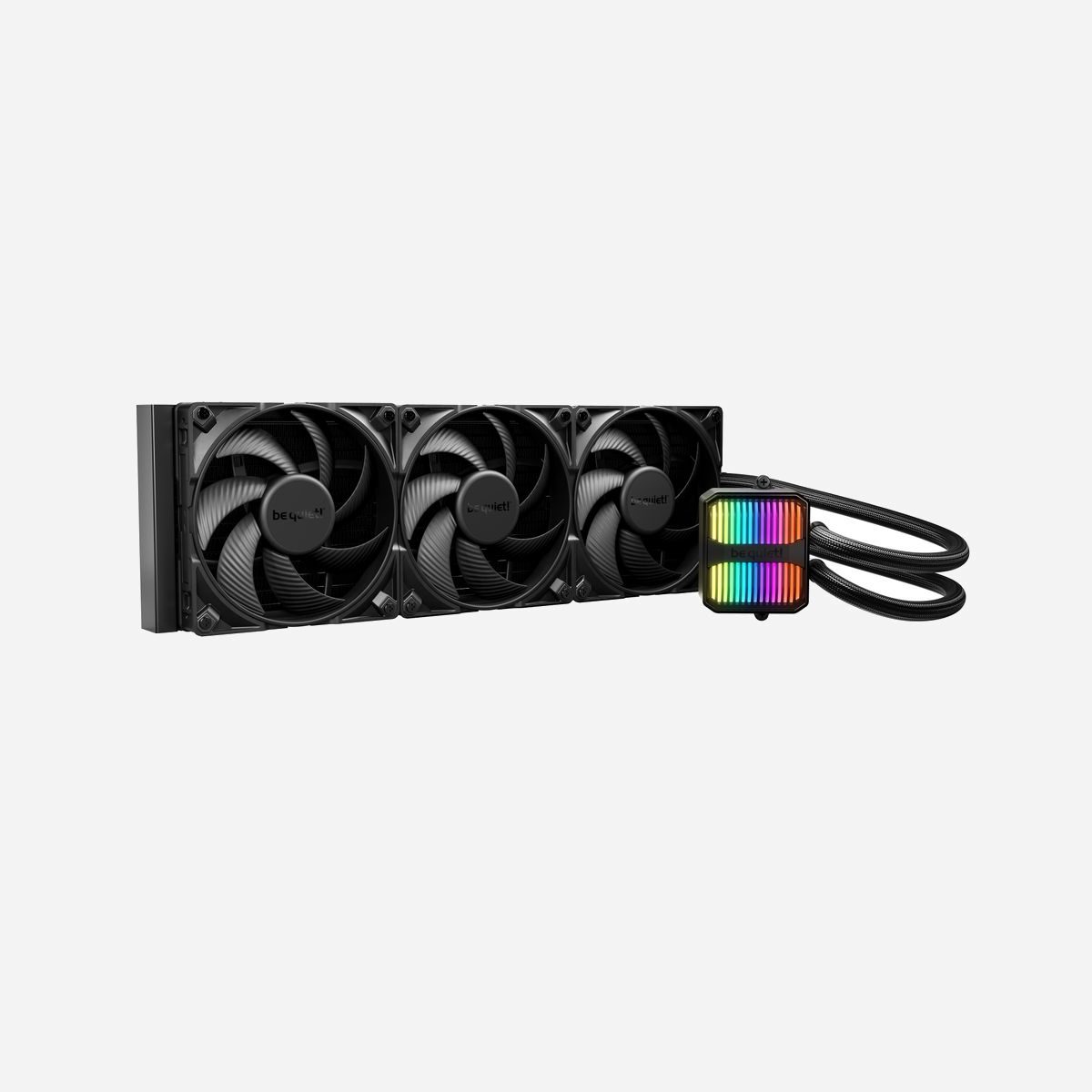 be quiet! Silent Loop 3 420mm Refroidissement liquide All-in-One Noir, radiateur 420mm, sockets Intel/AMD, 3x140mm PWM, 19.4-34.3dB, FDB, éclairage LED 3-pin - <b>Refroidissement et technologie supérieurs</b><br>Le Silent Loop 3 420 mm est un système de refroidissement liquide tout-en-un qui se distingue par un niveau sonore presque inaudible et une performance inouïe , grâce à une technologie de pointe. Il incarne l'essence même de l'ingénierie allemande et représente parfaitement ce que be quiet! symbolise.